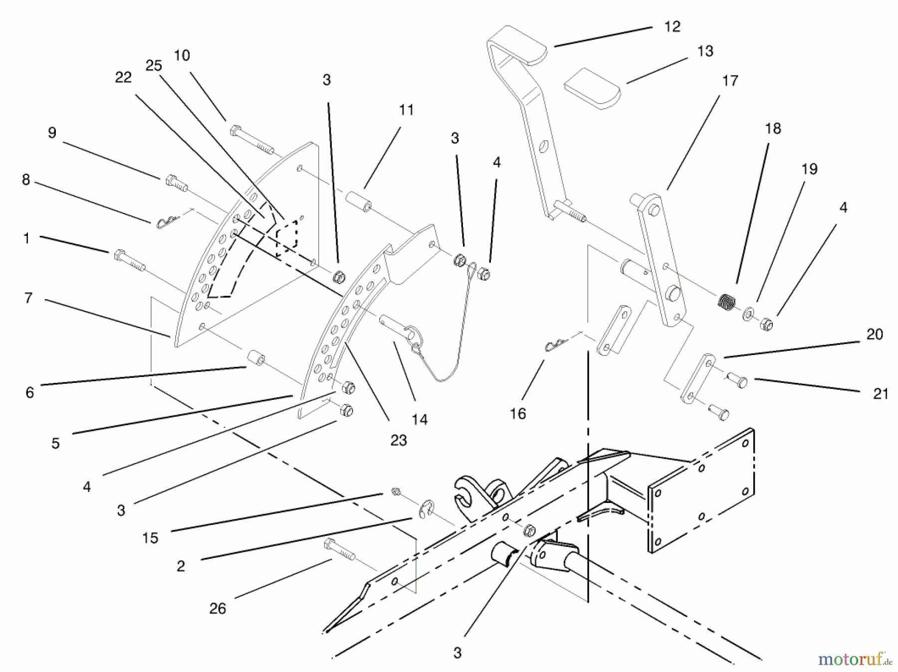  Zerto-Turn Mäher 74176TE (Z147) - Toro Z Master Mower, 112cm SFS Side Discharge Deck (SN: 230000001 - 230006000) (2003) HEIGHT OF CUT ASSEMBLY