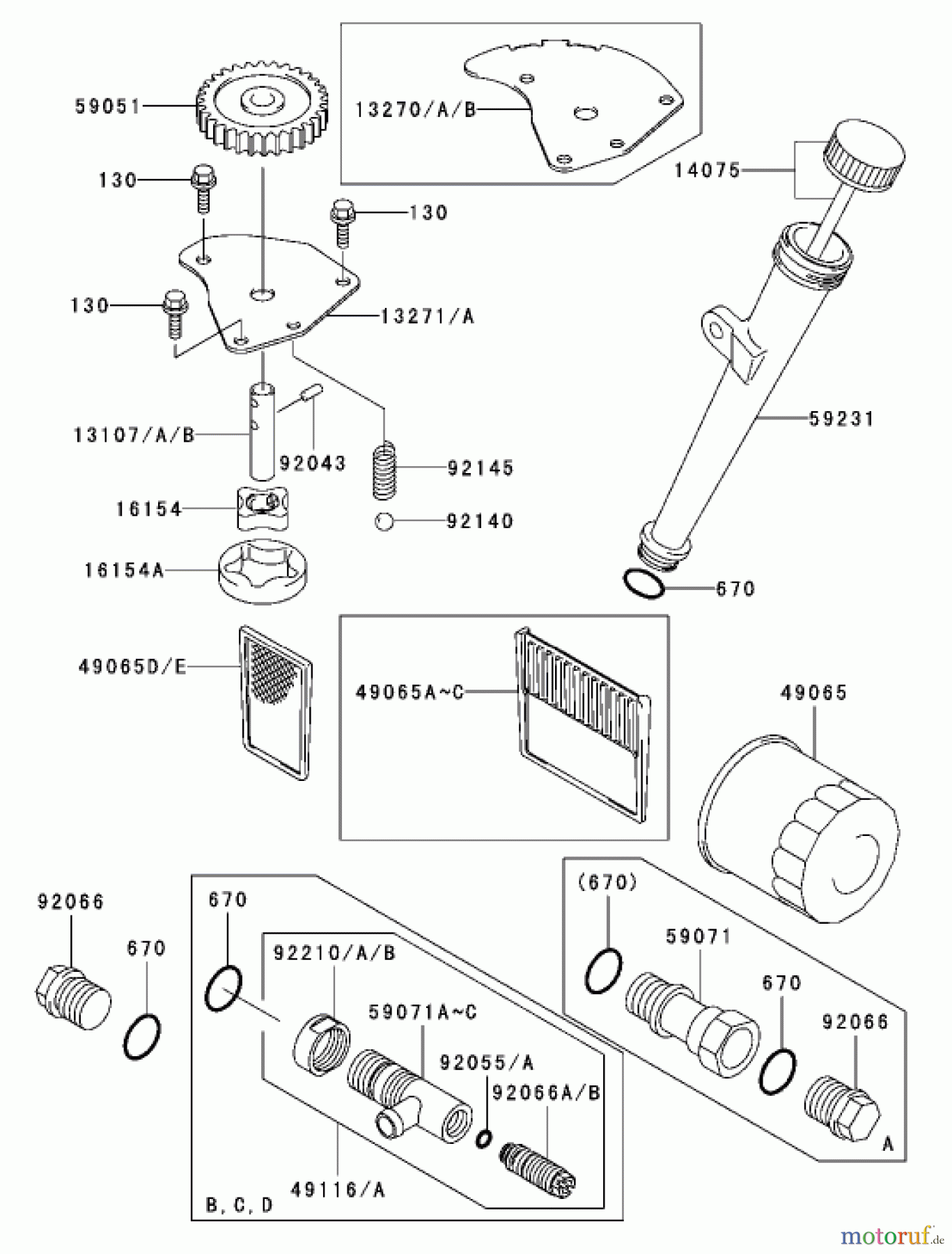  Zerto-Turn Mäher 74176TE (Z147) - Toro Z Master Mower, 112cm SFS Side Discharge Deck (SN: 230006001 - 230007000) (2003) LUBRICATION EQUIPMENT ASSEMBLY KAWASAKI FH500V-ES10