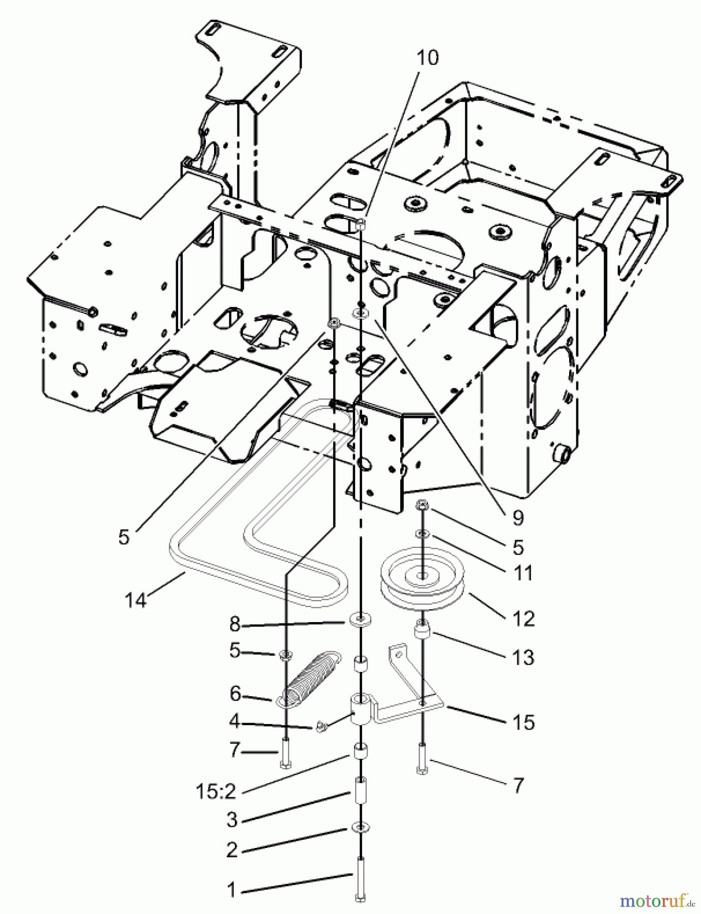  Zerto-Turn Mäher 74176TE (Z147) - Toro Z Master Mower, 112cm SFS Side Discharge Deck (SN: 230006001 - 230007000) (2003) PUMP, IDLER AND BELT ASSEMBLY