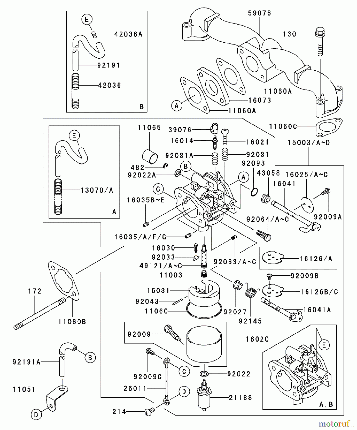  Zerto-Turn Mäher 74176TE (Z147) - Toro Z Master Mower, 112cm SFS Side Discharge Deck (SN: 230007001 - 230999999) (2003) CARBURETOR ASSEMBLY KAWASAKI FH500V-ES10