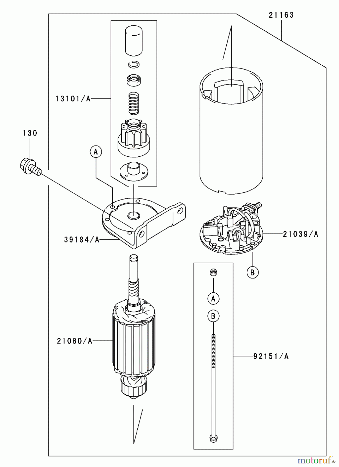  Zerto-Turn Mäher 74176TE (Z147) - Toro Z Master Mower, 112cm SFS Side Discharge Deck (SN: 230007001 - 230999999) (2003) STARTER ASSEMBLY KAWASAKI FH500V-ES10