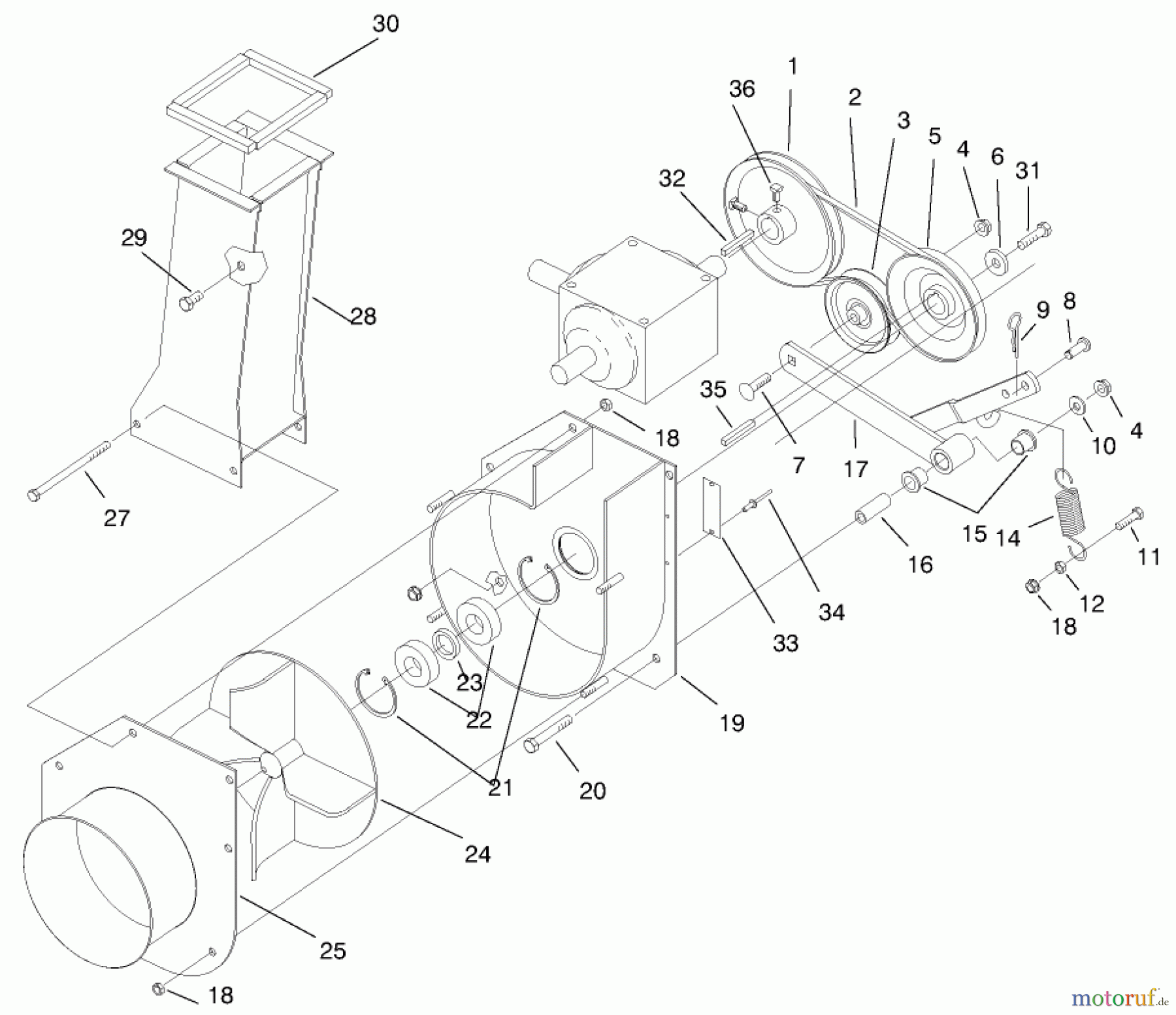  Zerto-Turn Mäher 74191 (Z320) - Toro Z Master 122cm Mower and Bagger (SN: 890001 - 890159) (1998) BLOWER ASSEMBLY