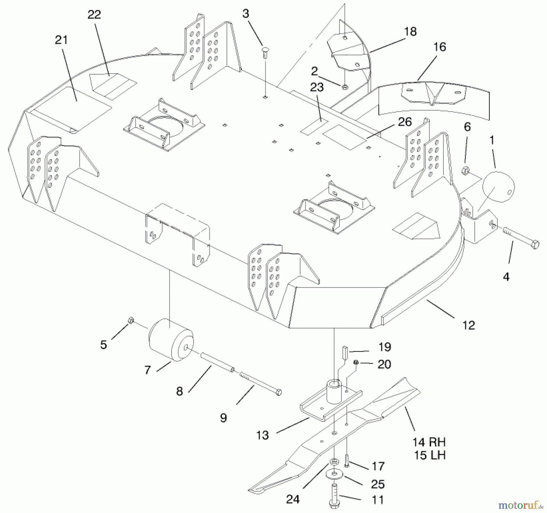  Zerto-Turn Mäher 74191 (Z320) - Toro Z Master 122cm Mower and Bagger (SN: 890001 - 890159) (1998) DECK ASM AND BLADES