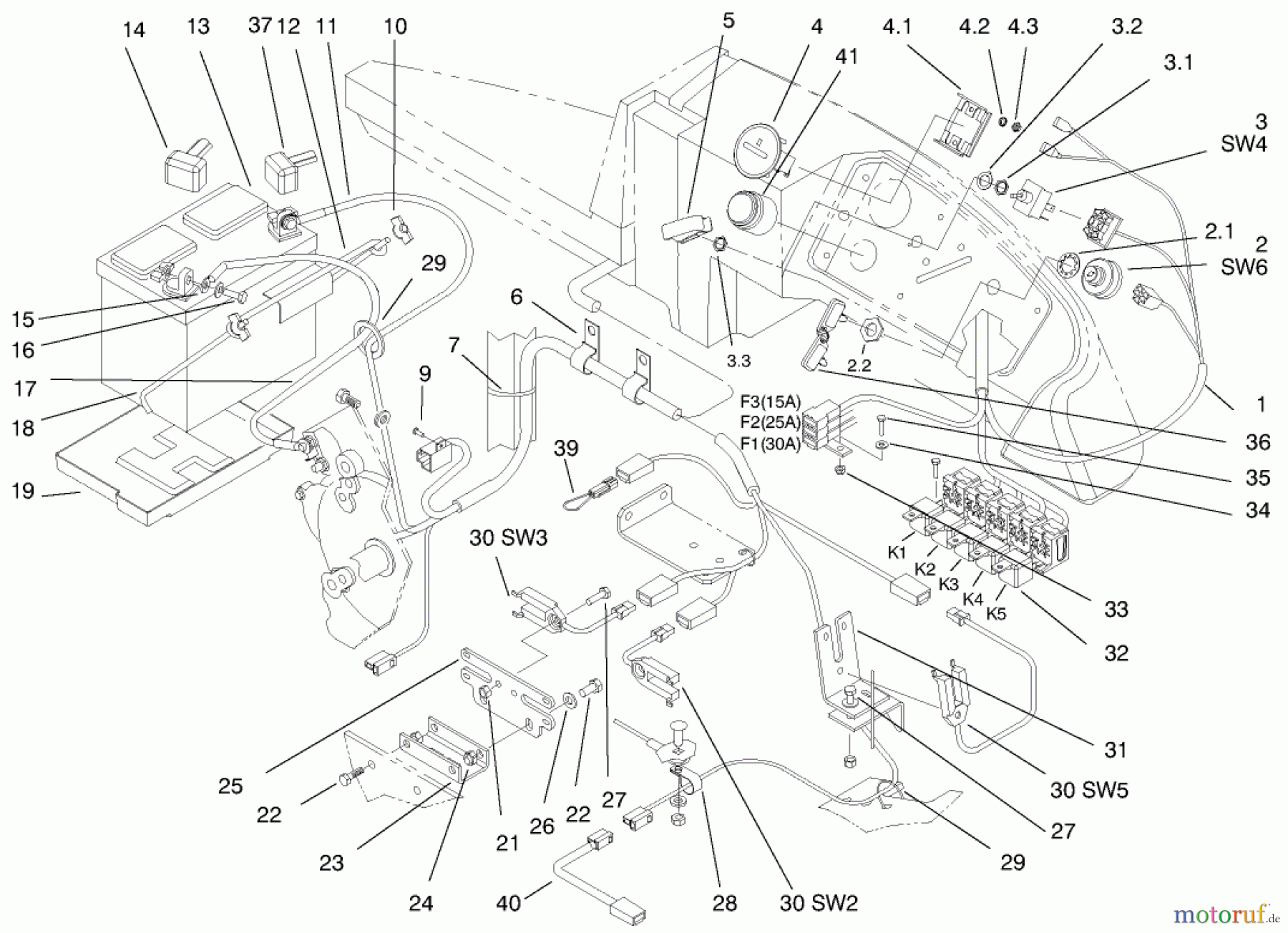  Zerto-Turn Mäher 74191 (Z320) - Toro Z Master 122cm Mower and Bagger (SN: 890001 - 890159) (1998) ELECTRICAL SYSTEM