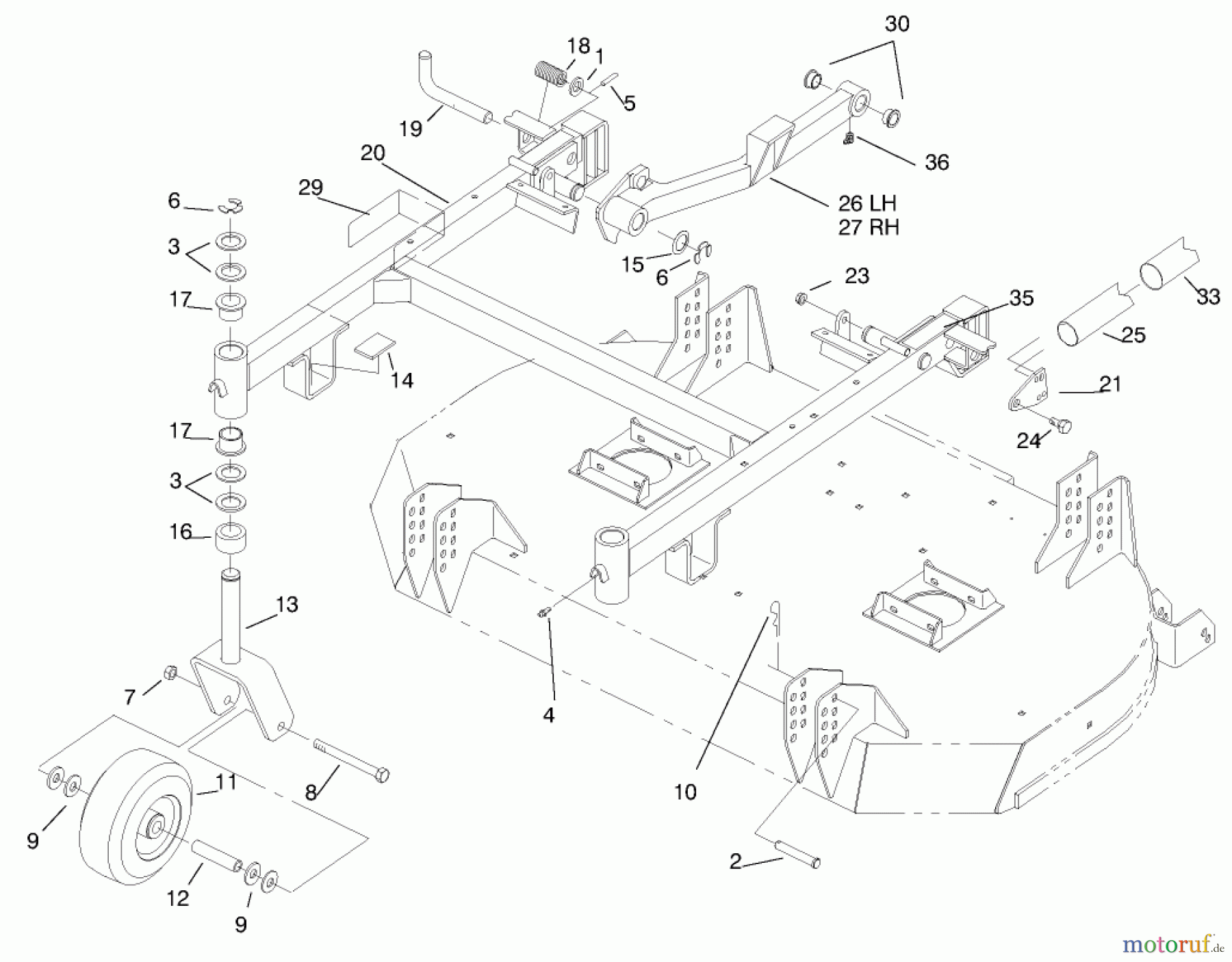  Zerto-Turn Mäher 74191 (Z320) - Toro Z Master 122cm Mower and Bagger (SN: 890160 - 895000) (1998) CARRIER FRAME