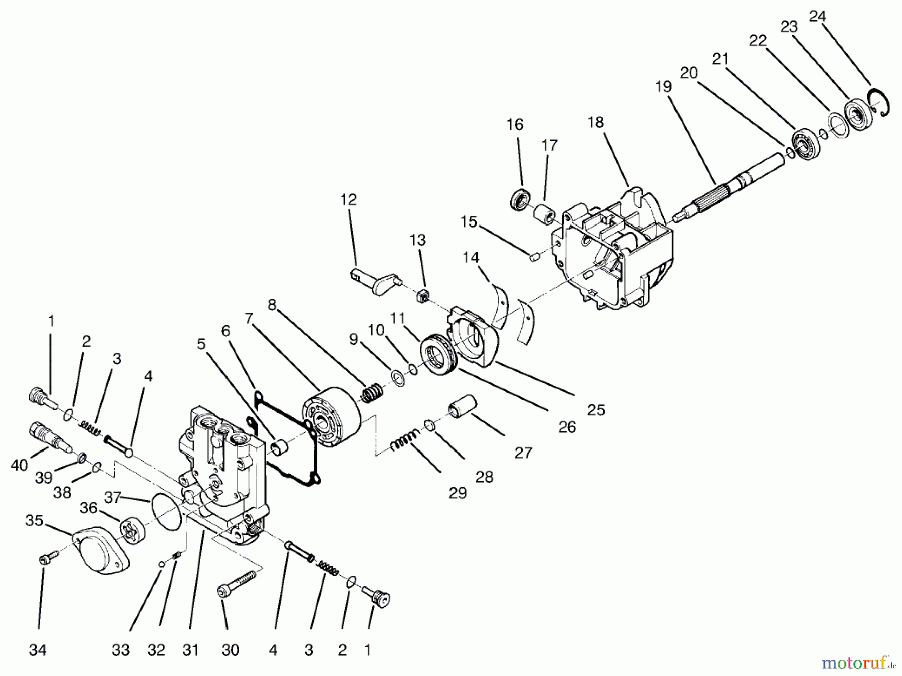  Zerto-Turn Mäher 74191 (Z320) - Toro Z Master 122cm Mower and Bagger (SN: 890160 - 895000) (1998) HYDRAULIC PUMP ASSEMBLY NO. 98-1957