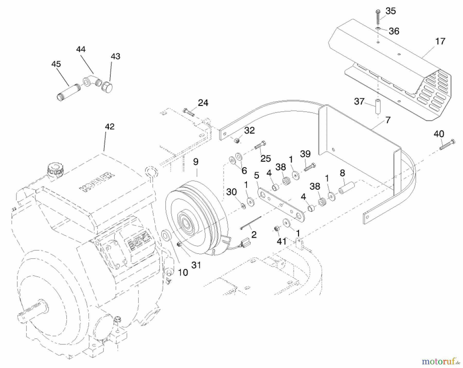  Zerto-Turn Mäher 74201 (Z255) - Toro Z Master Mower (SN: 890001 - 899999) (1998) ENGINE, CLUTCH AND MUFFLER SHIELD