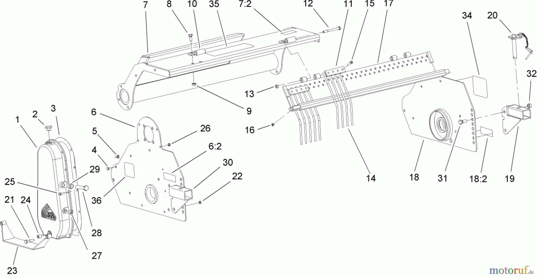  Compact Utility Attachments 23101 - Toro Soil Cultivator, Compact Utility Loaders (SN: 220000001 - 220999999) (2002) FRAME ASSEMBLY