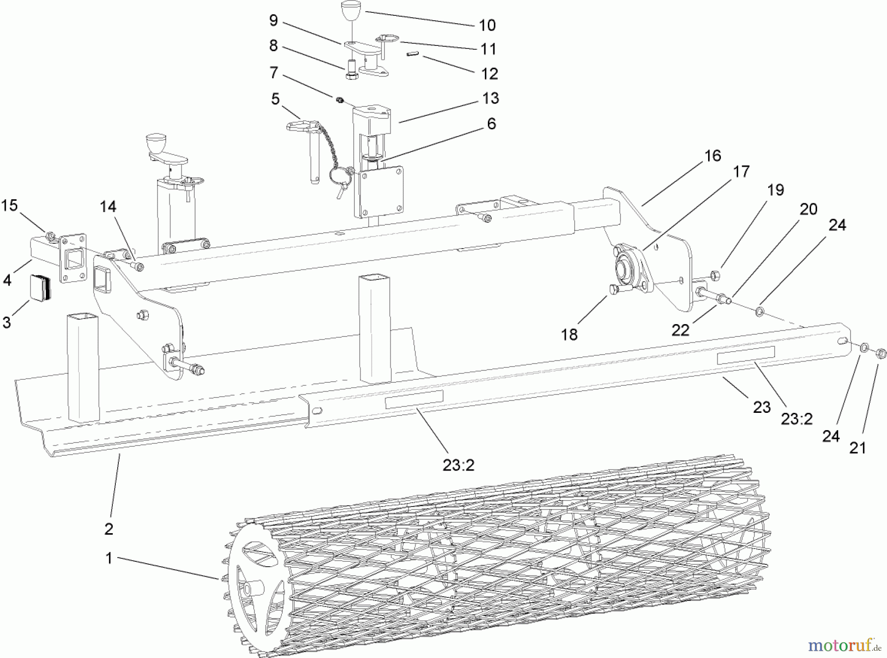  Compact Utility Attachments 23101 - Toro Soil Cultivator, Compact Utility Loaders (SN: 270000001 - 270999999) (2007) SCRAPER AND ROLLER ASSEMBLY