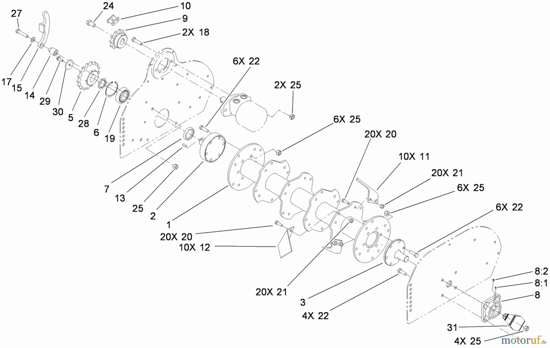  Compact Utility Attachments 23102 - Toro Soil Cultivator, Compact Utility Loaders (SN: 311000001 - 311999999) (2011) ROTOR BLADE DRIVE ASSEMBLY