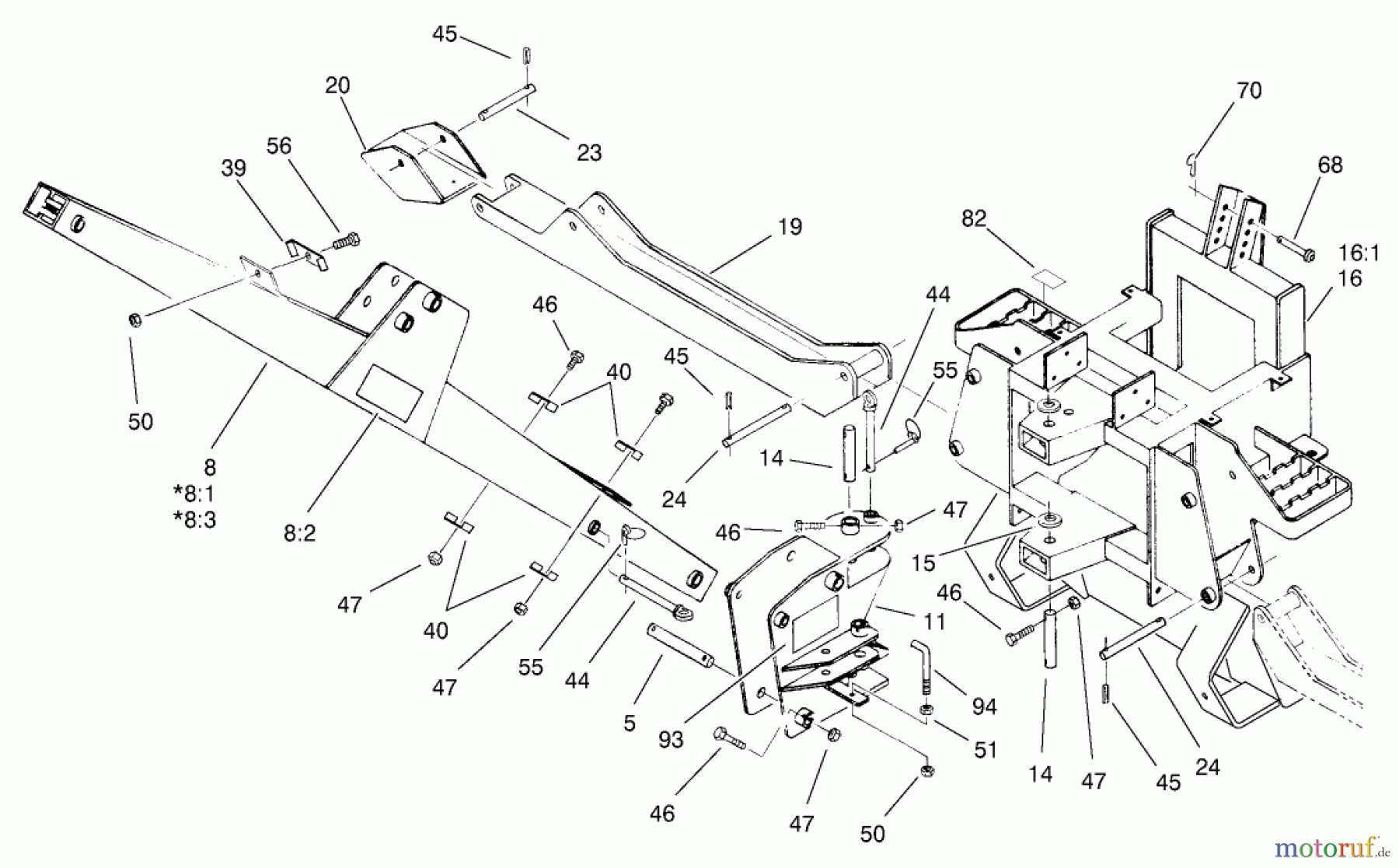  Compact Utility Attachments 23160 - Toro Backhoe, Dingo Compact Utility Loader (SN: 210000001 - 210999999) (2001) FRAME, BOOM AND STABILIZER ASSEMBLY