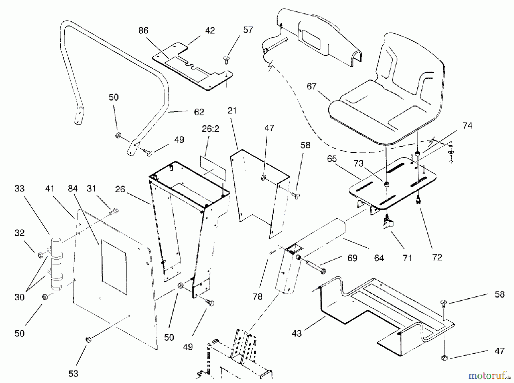  Compact Utility Attachments 23160 - Toro Backhoe, Dingo Compact Utility Loader (SN: 210000001 - 210999999) (2001) SEAT AND MOUNTING ASSEMBLY