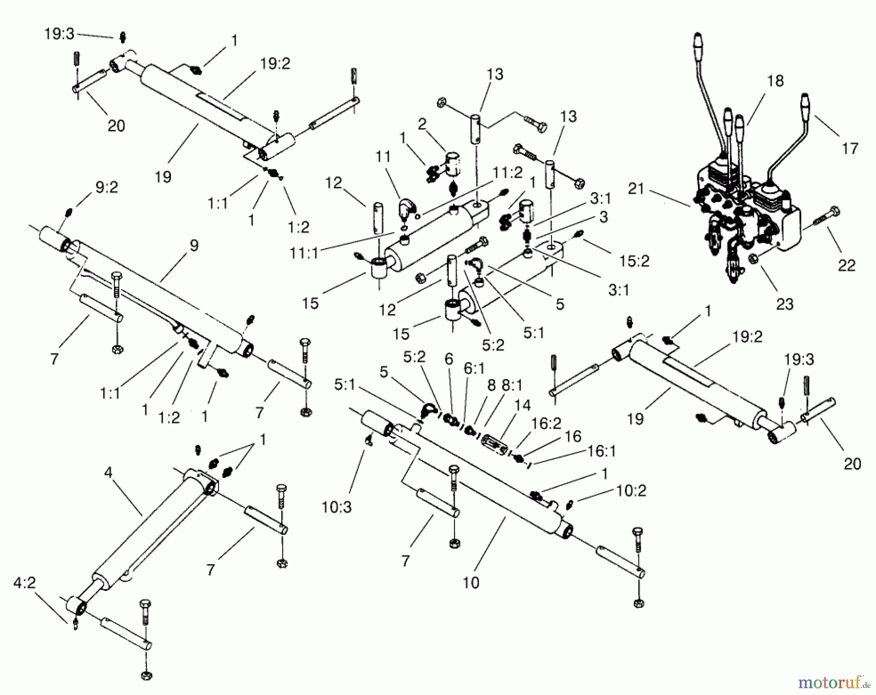  Compact Utility Attachments 23160 - Toro Backhoe, Dingo Compact Utility Loader (SN: 220000001 - 220999999) (2002) CYLINDER AND CONTROL ASSEMBLY