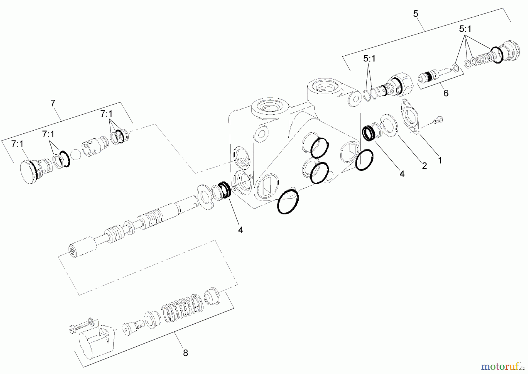  Compact Utility Attachments 23163 - Toro Backhoe, Dingo Compact Utility Loader (SN: 250000001 - 250999999) (2005) VALVE SECTION ASSEMBLY NO. 108-5695