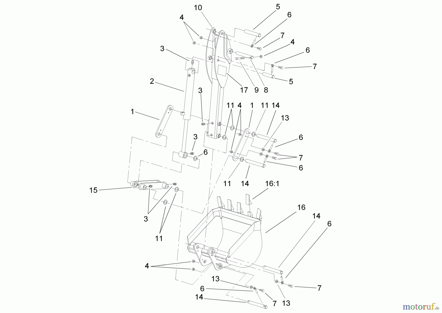  Compact Utility Attachments 23163 - Toro Backhoe, Dingo Compact Utility Loader (SN: 280000001 - 280999999) (2008) BUCKET AND DIPPERSTICK ASSEMBLY