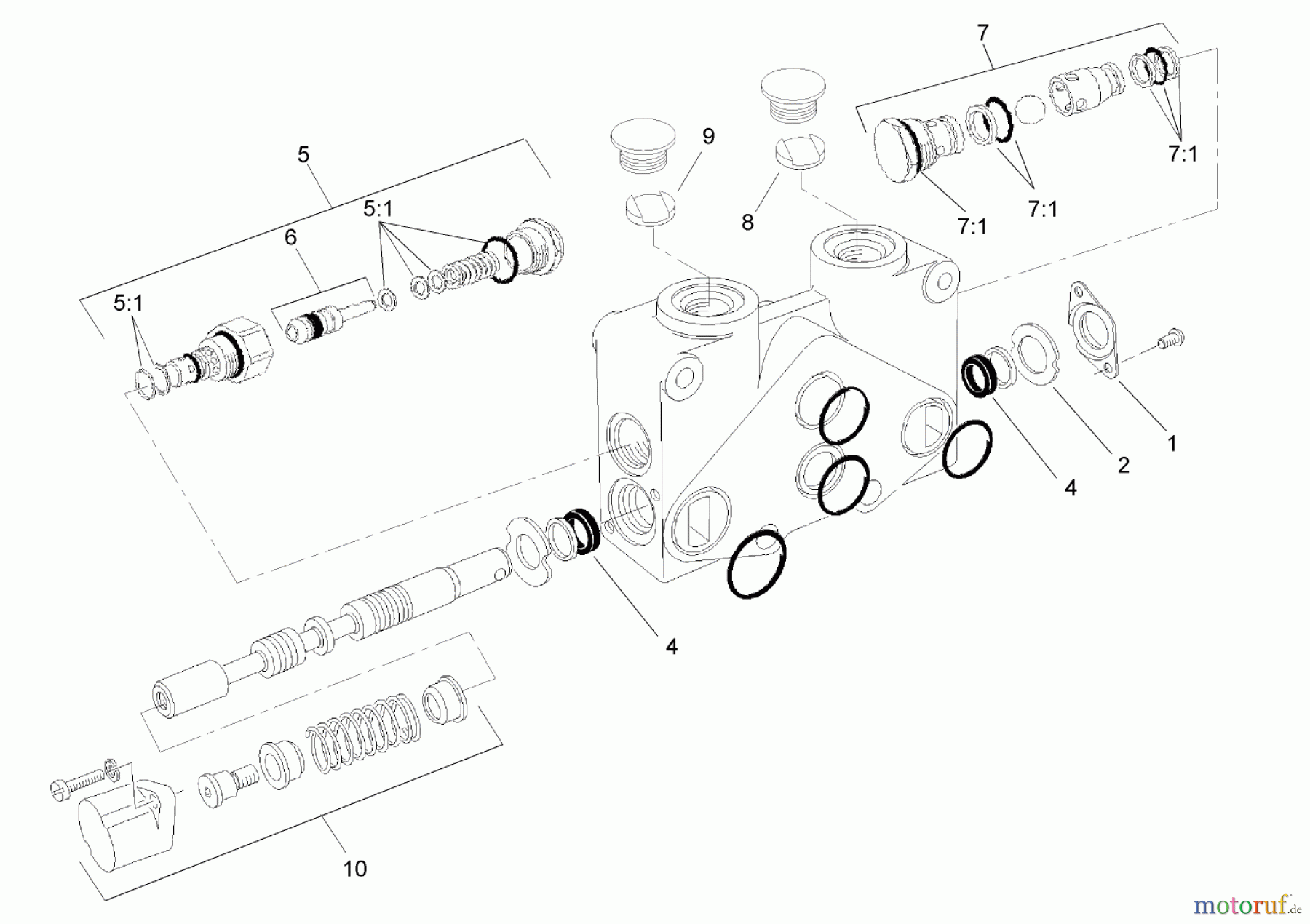  Compact Utility Attachments 23163 - Toro Backhoe, Dingo Compact Utility Loader (SN: 280000001 - 280999999) (2008) VALVE SECTION ASSEMBLY NO. 108-5696