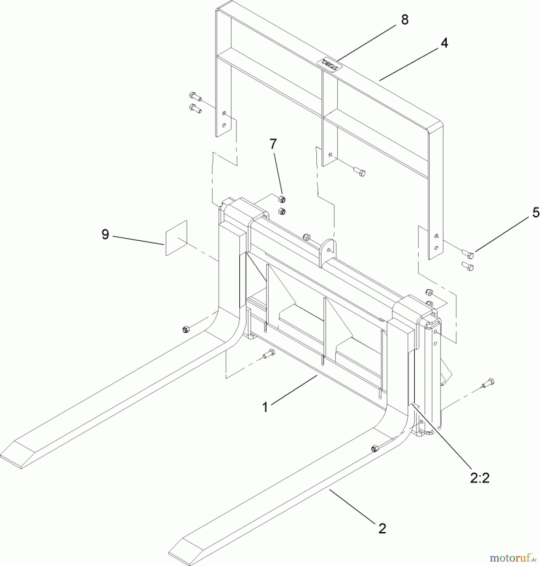  Compact Utility Attachments 23164 - Toro Adjustable Forks, Dingo Compact Utility Loaders (SN: 314000001 - 314999999) (2014) ADJUSTABLE FORKS ASSEMBLY