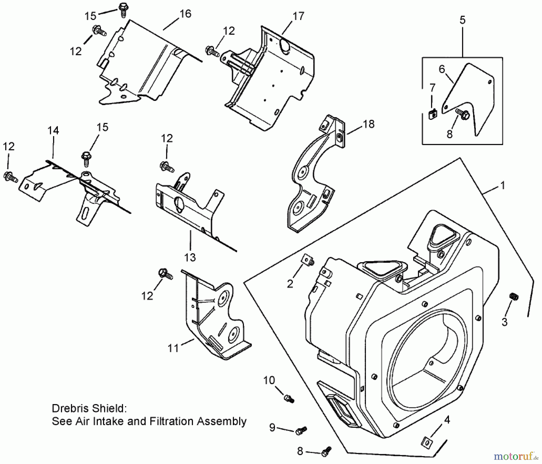  Zerto-Turn Mäher 74262TE (Z500) - Toro Z Master Mower, 152cm TURBO FORCE Side Discharge Deck (SN: 260000001 - 260999999) (2006) BLOWER HOUSING AND BAFFLE ASSEMBLY KOHLER CH750-0010