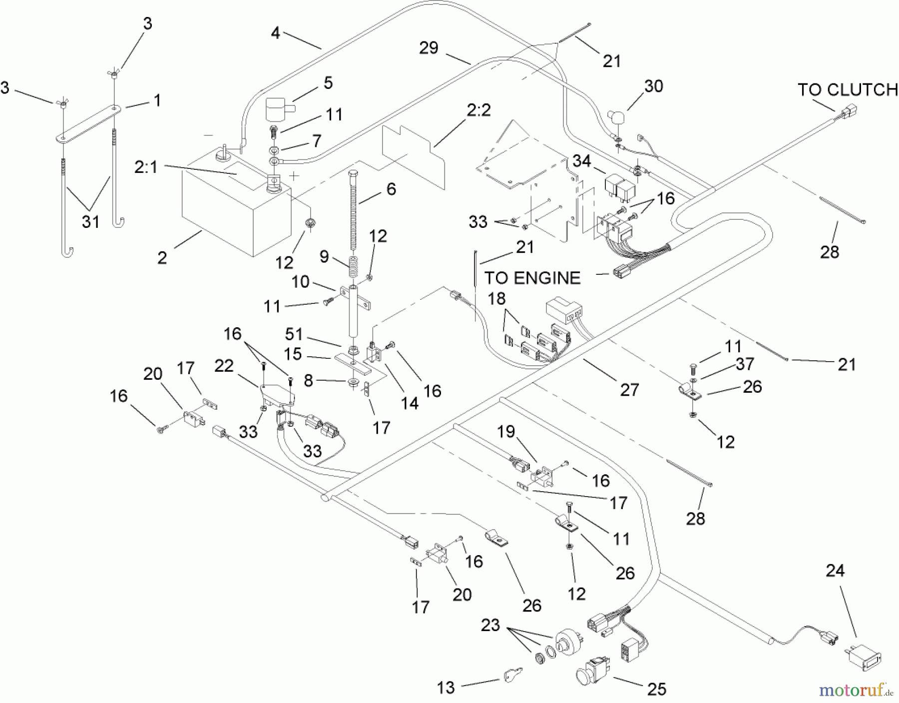  Zerto-Turn Mäher 74262TE (Z500) - Toro Z Master Mower, 152cm TURBO FORCE Side Discharge Deck (SN: 260000001 - 260999999) (2006) ELECTRICAL ASSEMBLY