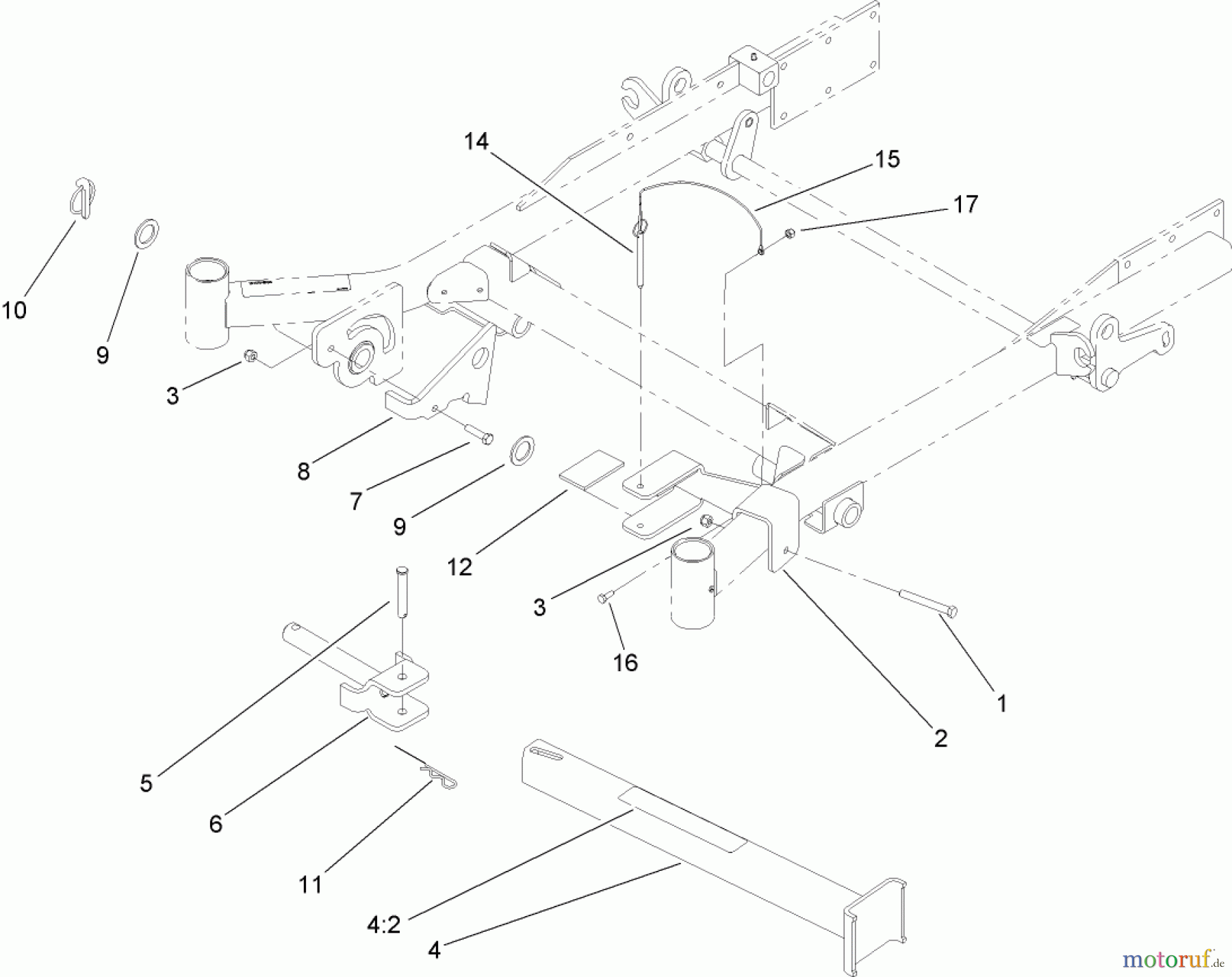  Zerto-Turn Mäher 74262TE (Z500) - Toro Z Master Mower, 152cm TURBO FORCE Side Discharge Deck (SN: 260000001 - 260999999) (2006) Z-STAND ASSEMBLY