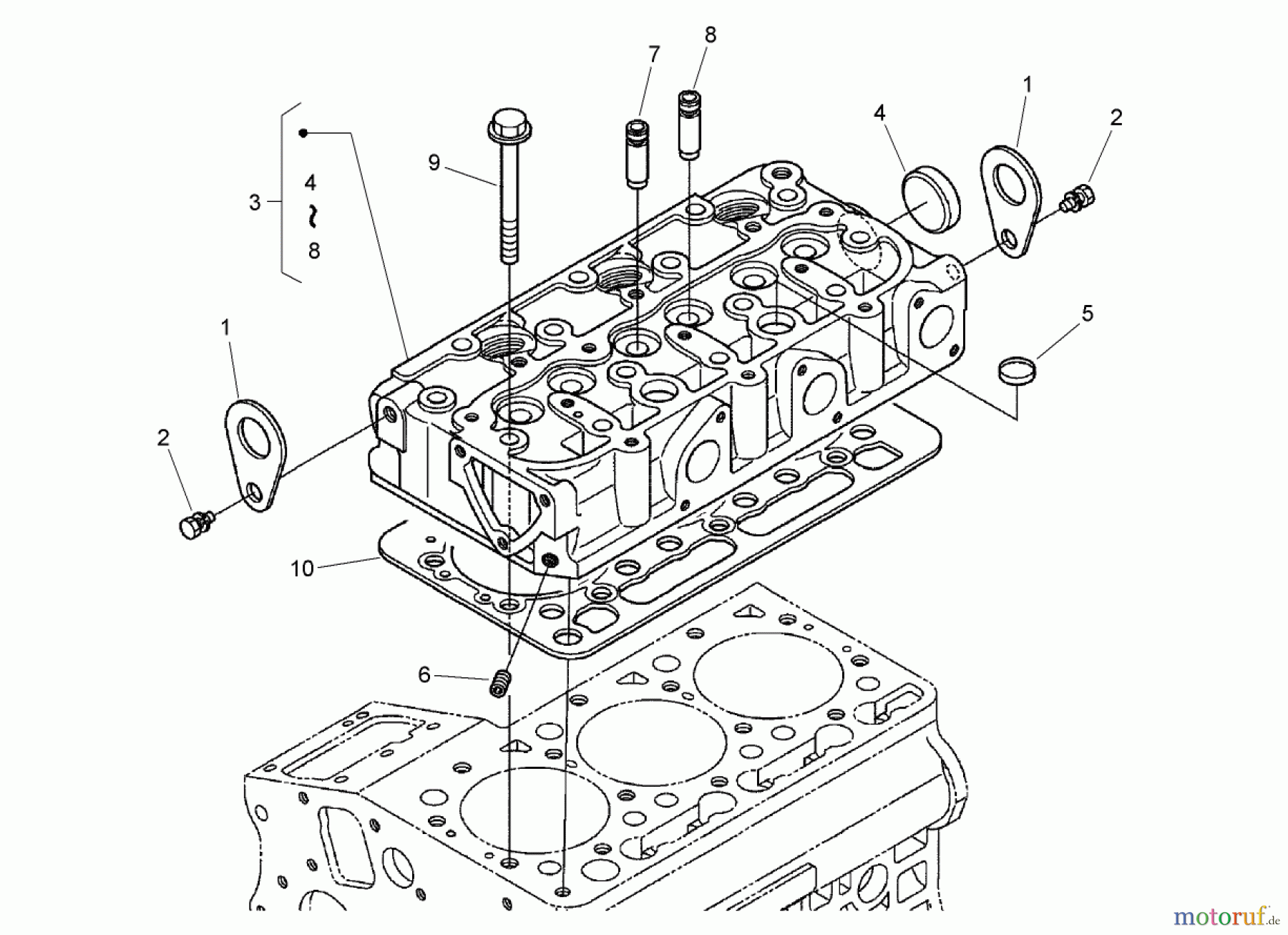  Zerto-Turn Mäher 74264TE (Z580-D) - Toro Z Master Mower, 132cm TURBO FORCE Side Discharge Deck (SN: 280000001 - 280999999) (2008) CYLINDER HEAD ASSEMBLY