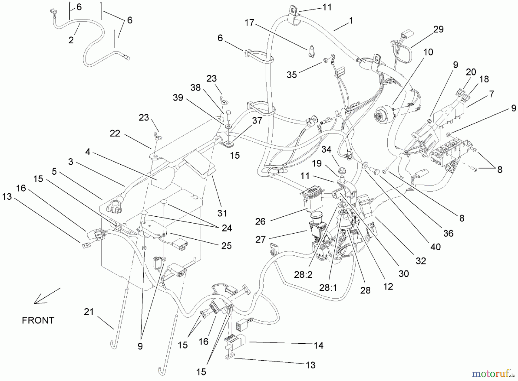  Zerto-Turn Mäher 74264TE (Z580-D) - Toro Z Master Mower, 132cm TURBO FORCE Side Discharge Deck (SN: 280000001 - 280999999) (2008) ELECTRICAL ASSEMBLY