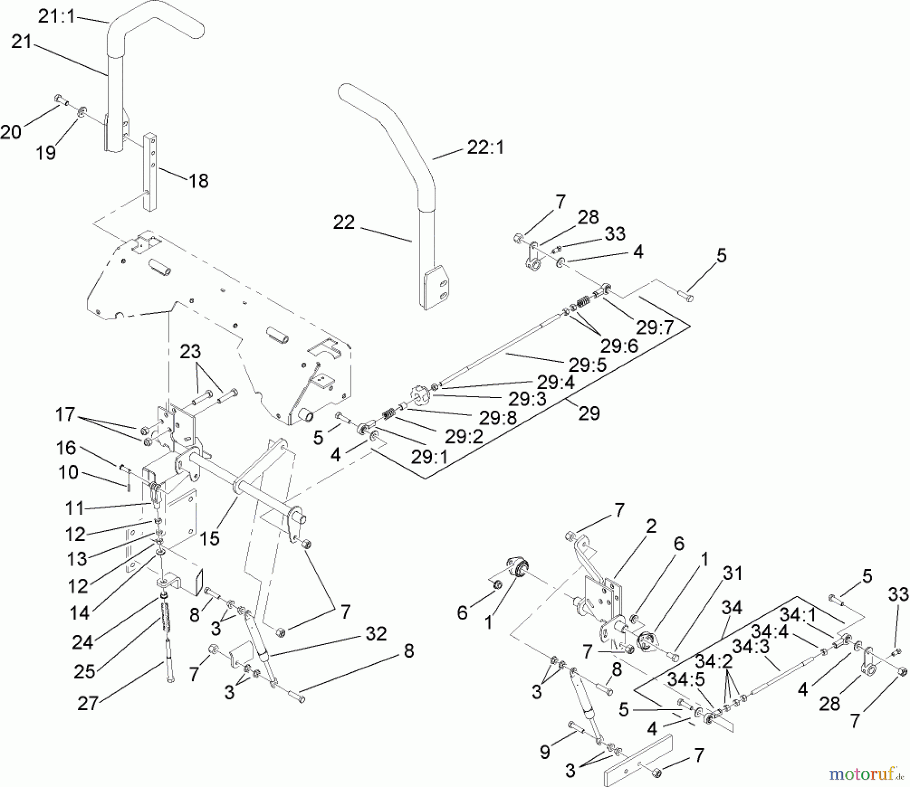  Zerto-Turn Mäher 74264TE (Z580-D) - Toro Z Master Mower, 132cm TURBO FORCE Side Discharge Deck (SN: 280000001 - 280999999) (2008) HYDRO CONTROL ASSEMBLY