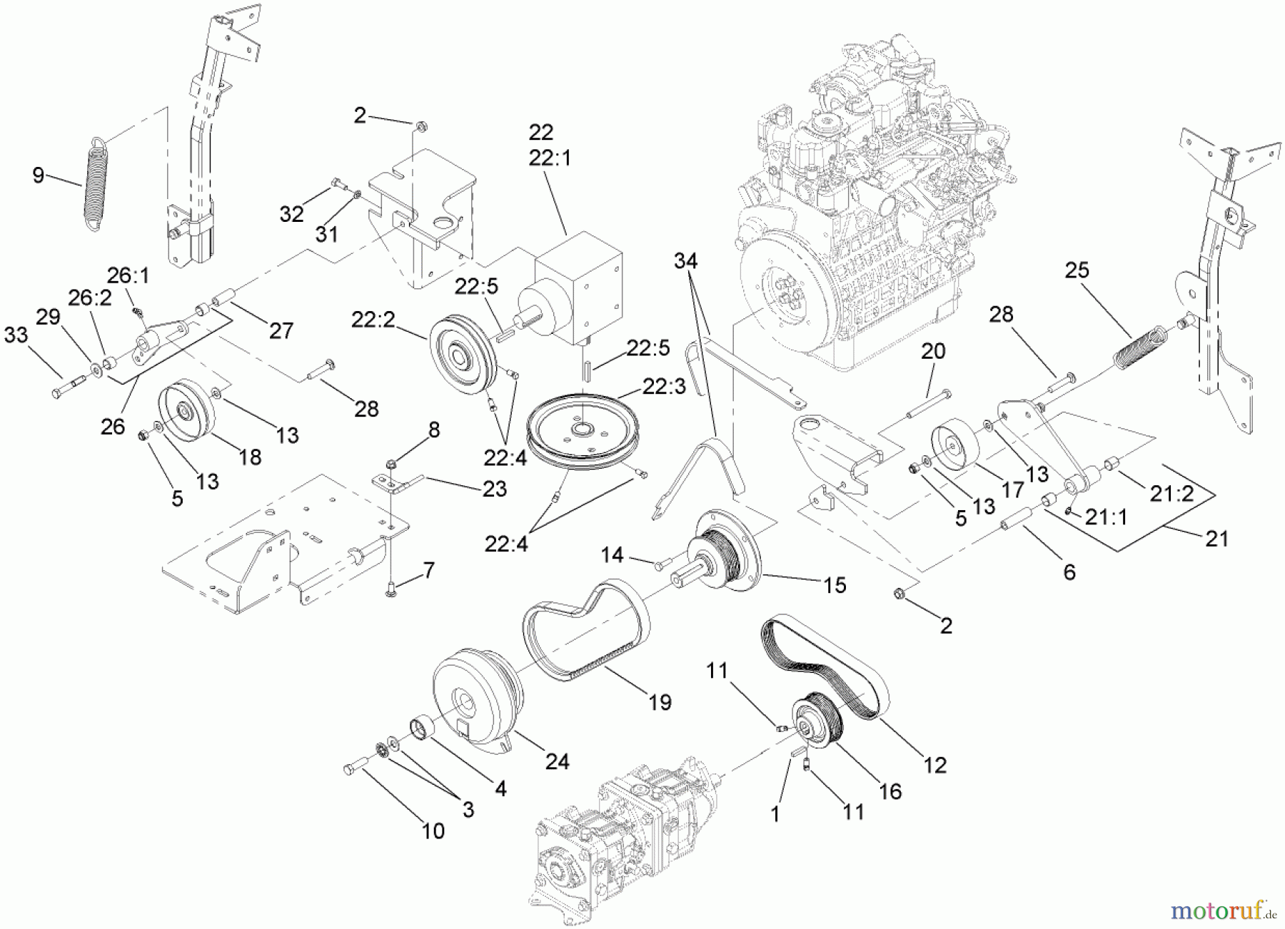  Zerto-Turn Mäher 74264TE (Z593-D) - Toro Z Master Mower, 132cm TURBO FORCE Side Discharge Deck (SN: 270000001 - 270999999) (2007) HYDRO AND GEARBOX ASSEMBLY