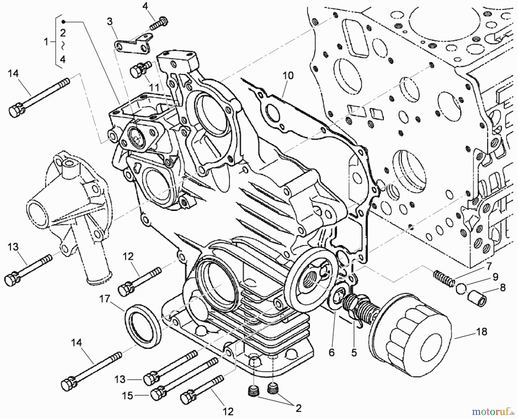  Zerto-Turn Mäher 74265TE (Z580-D) - Toro Z Master Mower, 152cm TURBO FORCE Side Discharge Deck (SN: 290000001 - 290999999) (2009) GEAR CASE AND OIL FILTER CARTRIDGE ASSEMBLY