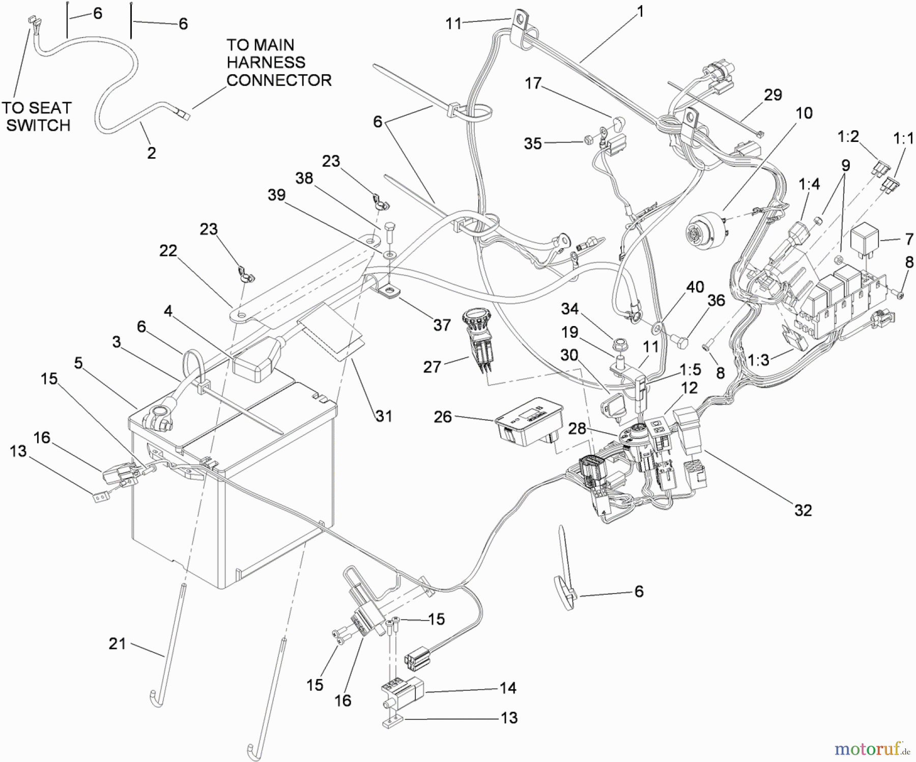  Zerto-Turn Mäher 74265TE (Z580-D) - Toro Z Master Mower, 152cm TURBO FORCE Side Discharge Deck (SN: 310000001 - 310999999) (2010) ELECTRICAL ASSEMBLY