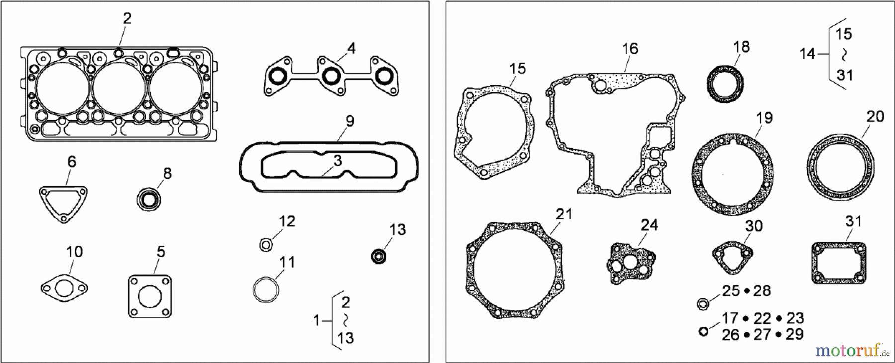  Zerto-Turn Mäher 74265TE (Z580-D) - Toro Z Master Mower, 152cm TURBO FORCE Side Discharge Deck (SN: 310000001 - 310999999) (2010) UPPER AND LOWER GASKET KITS