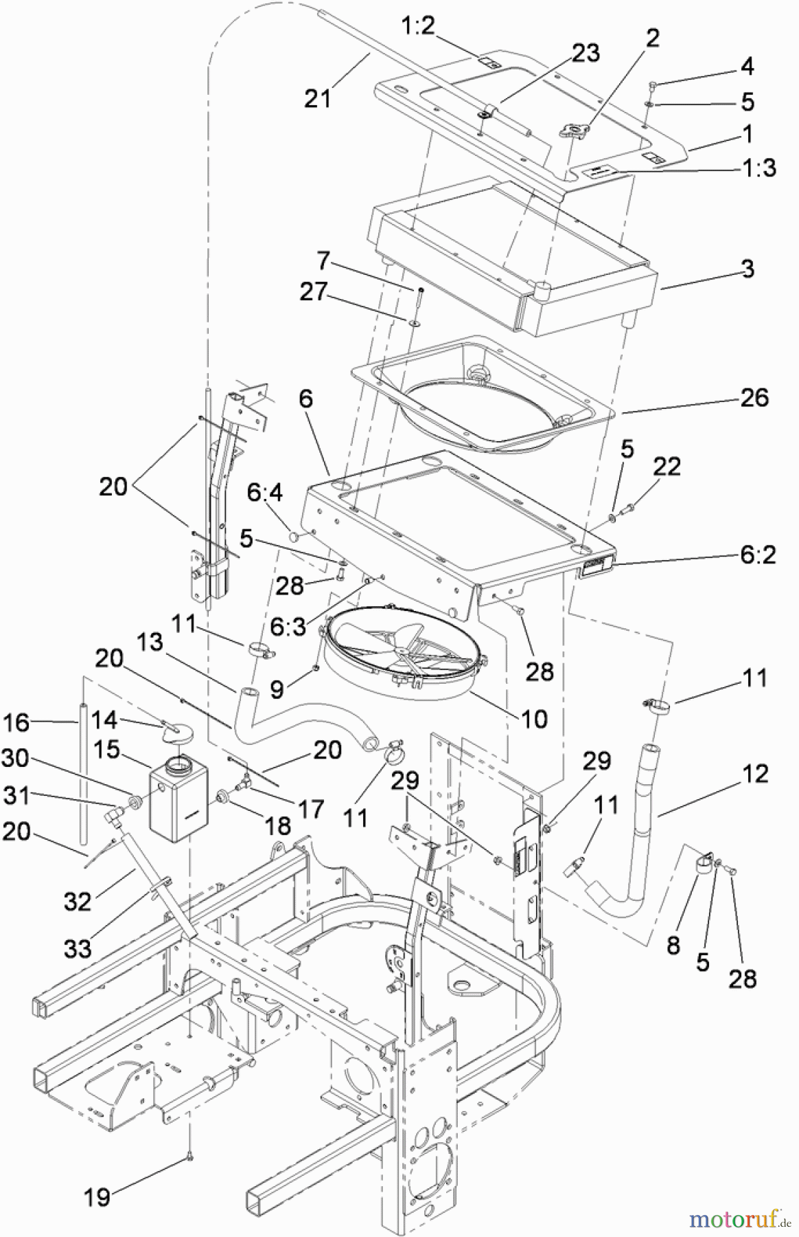  Zerto-Turn Mäher 74265TE (Z580-D) - Toro Z Master Mower, 152cm TURBO FORCE Side Discharge Deck (SN: 311000001 - 311999999) (2011) COOLING SYSTEM ASSEMBLY