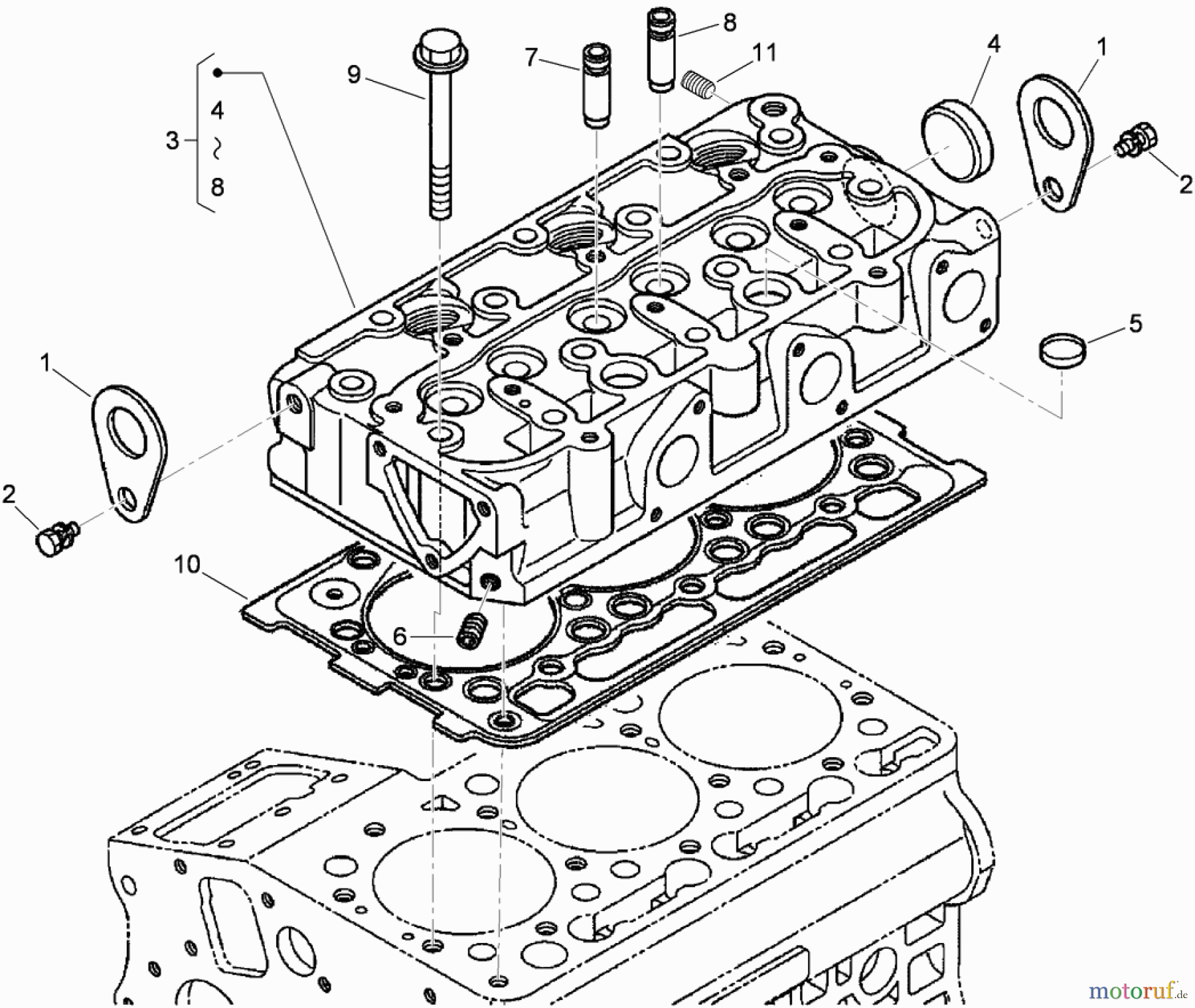  Zerto-Turn Mäher 74265TE (Z580-D) - Toro Z Master Mower, 152cm TURBO FORCE Side Discharge Deck (SN: 311000001 - 311999999) (2011) CYLINDER HEAD ASSEMBLY