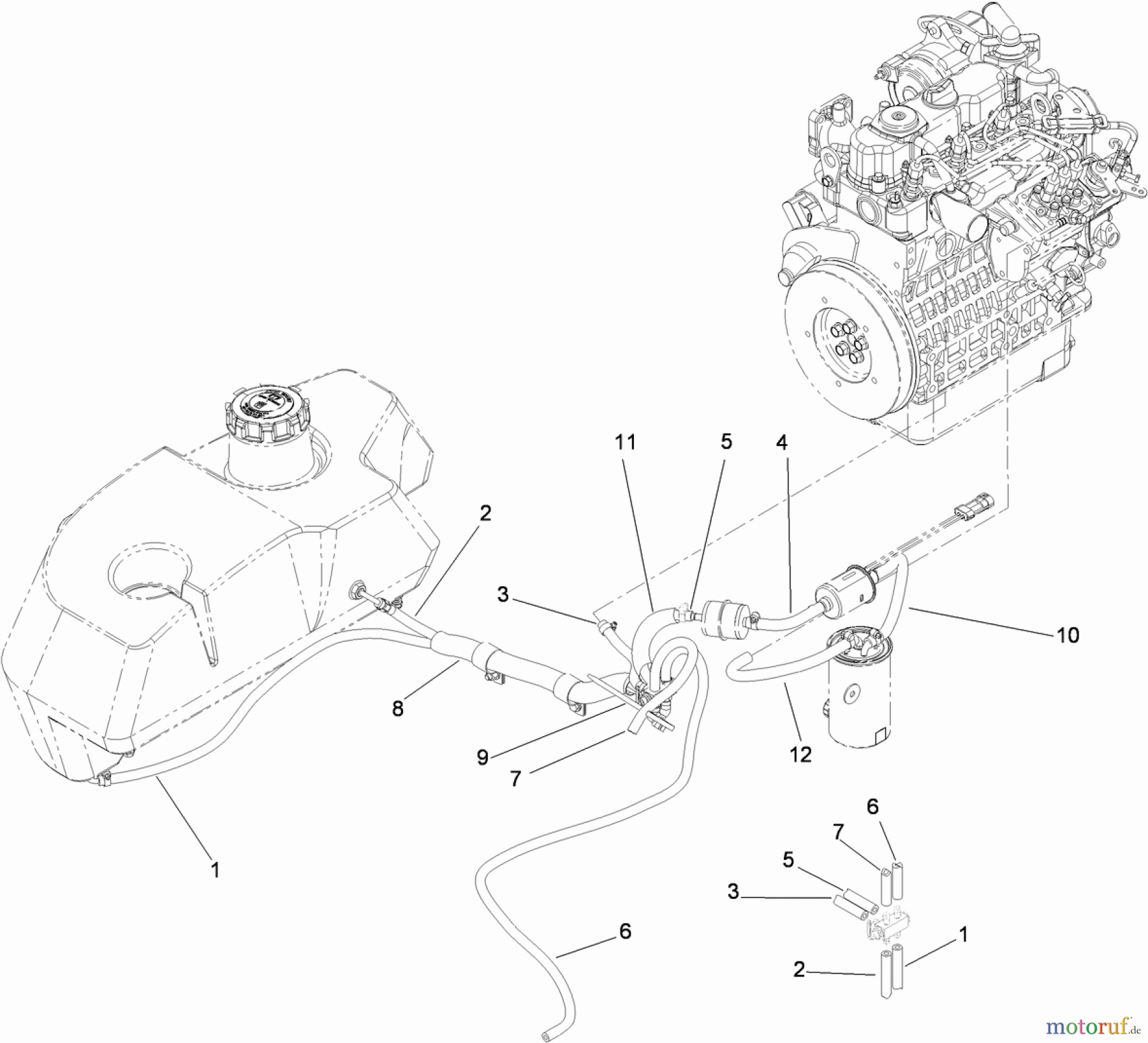  Zerto-Turn Mäher 74265TE (Z580-D) - Toro Z Master Mower, 152cm TURBO FORCE Side Discharge Deck (SN: 311000001 - 311999999) (2011) FUEL LINE ASSEMBLY