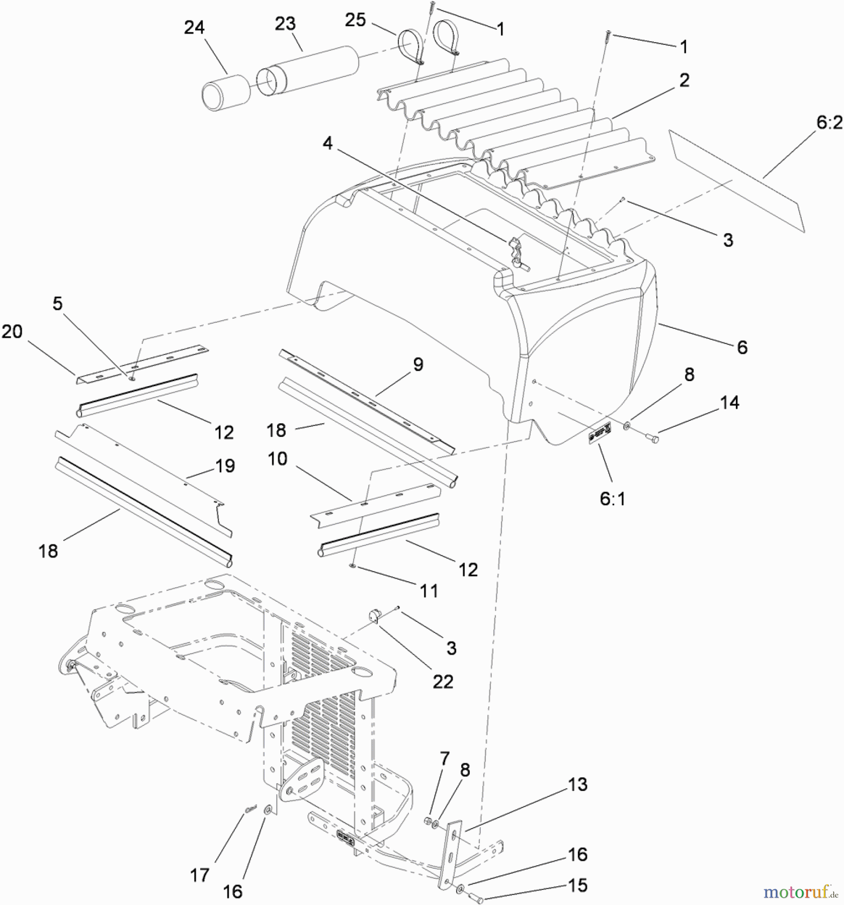  Zerto-Turn Mäher 74265TE (Z580-D) - Toro Z Master Mower, 152cm TURBO FORCE Side Discharge Deck (SN: 311000001 - 311999999) (2011) HOOD ASSEMBLY