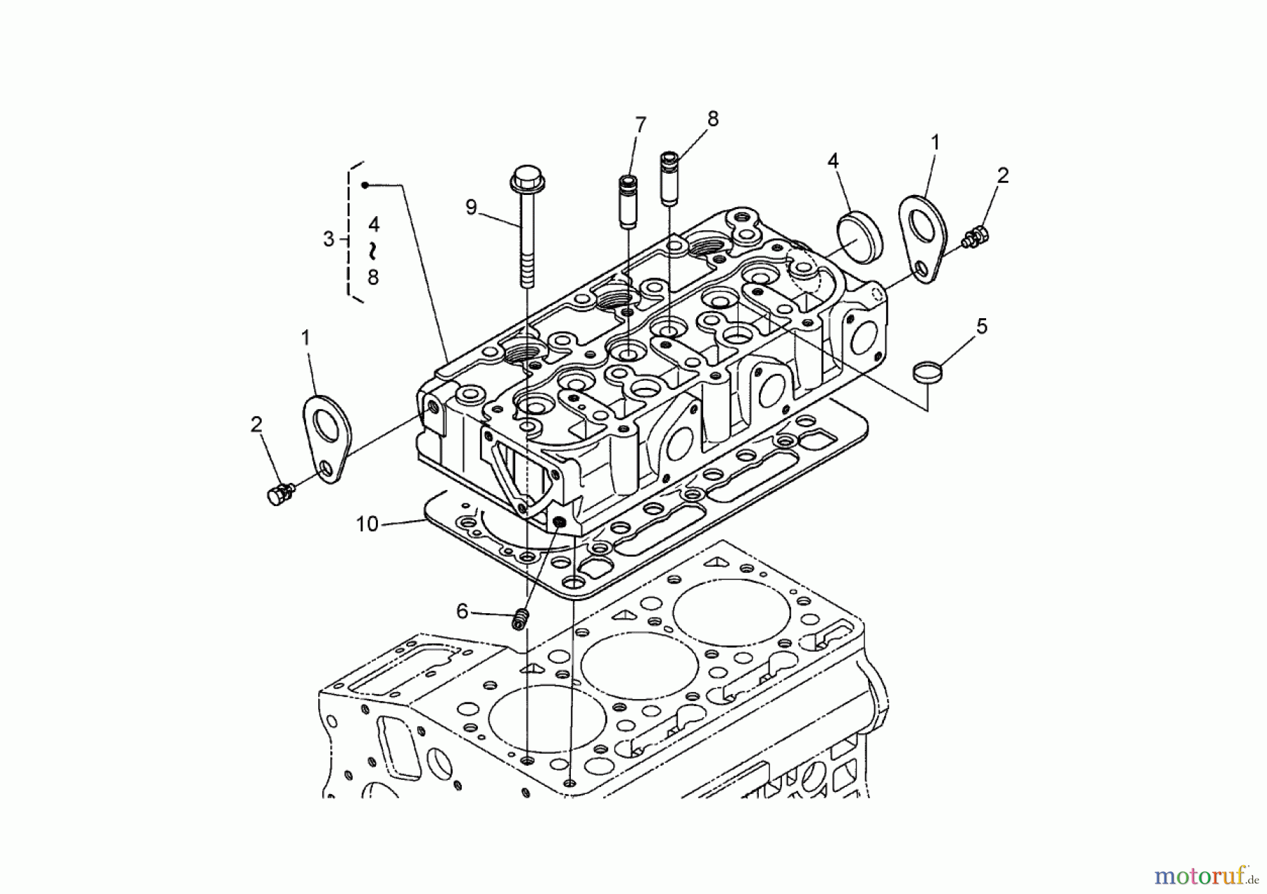  Zerto-Turn Mäher 74265TE (Z593-D) - Toro Z Master Mower, 152cm TURBO FORCE Side Discharge Deck (SN: 260000001 - 260999999) (2006) CYLINDER HEAD ASSEMBLY