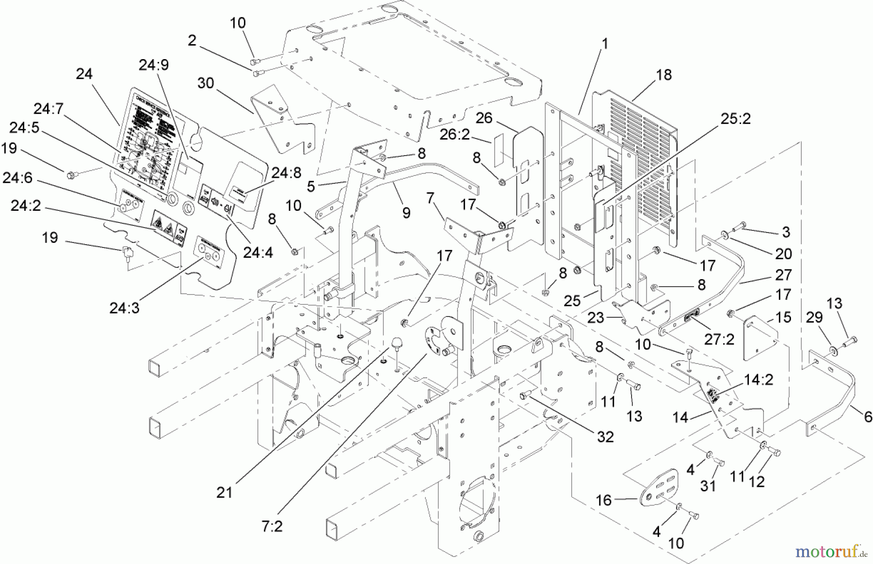  Zerto-Turn Mäher 74265TE (Z593-D) - Toro Z Master Mower, 152cm TURBO FORCE Side Discharge Deck (SN: 260000001 - 260999999) (2006) ENGINE HOUSING ASSEMBLY