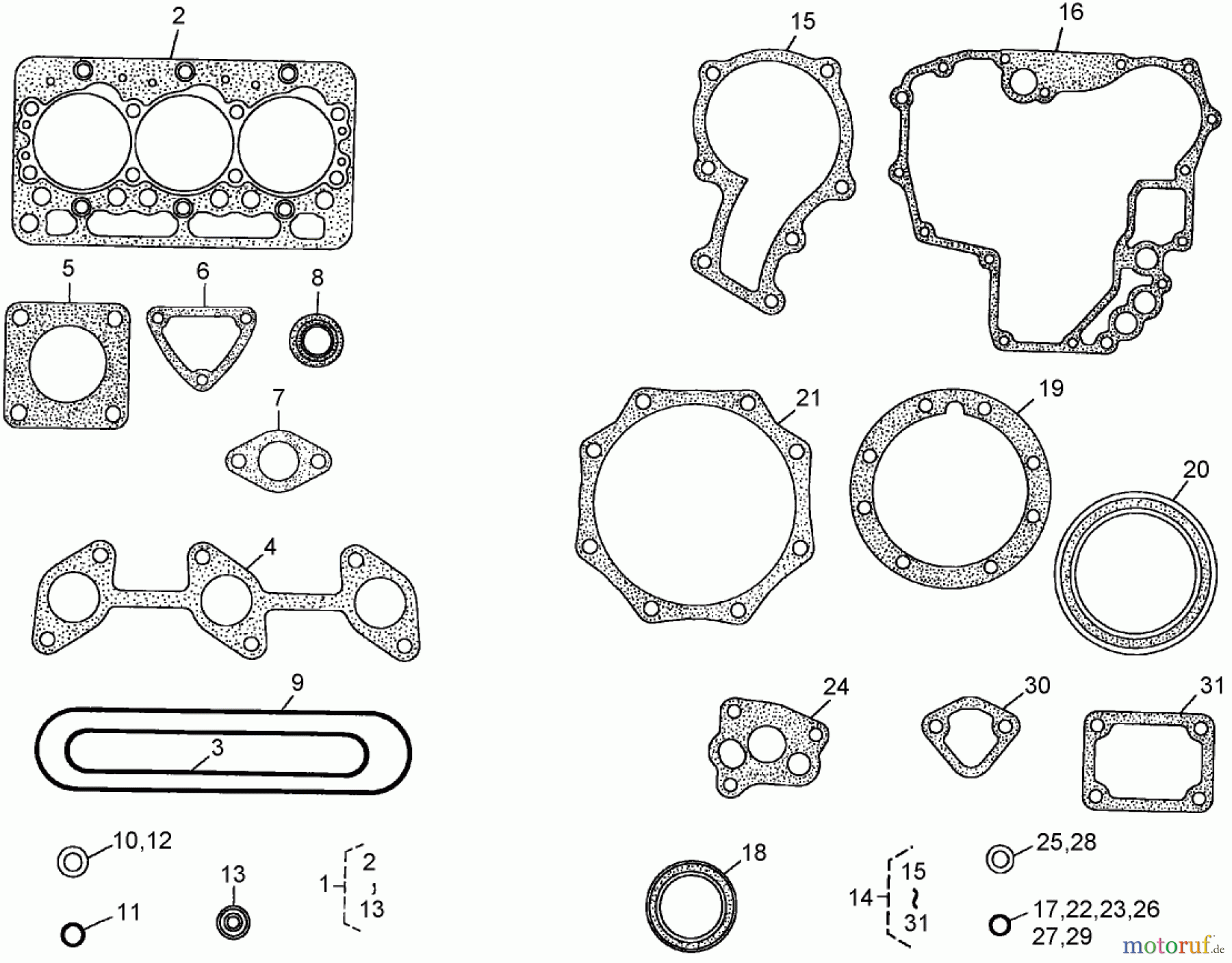  Zerto-Turn Mäher 74265TE (Z593-D) - Toro Z Master Mower, 152cm TURBO FORCE Side Discharge Deck (SN: 260000001 - 260999999) (2006) GASKET KIT ASSEMBLIES