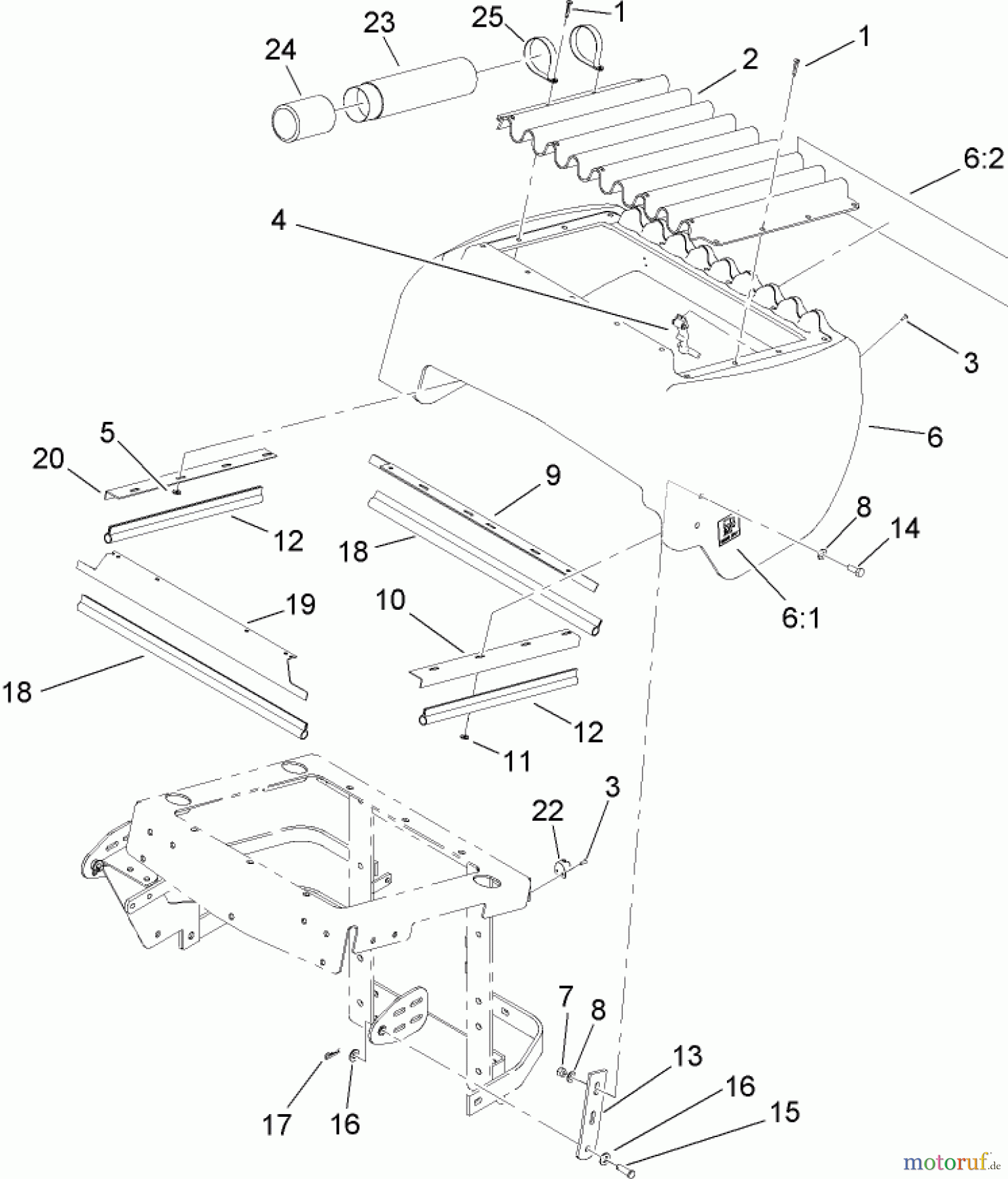  Zerto-Turn Mäher 74265TE (Z593-D) - Toro Z Master Mower, 152cm TURBO FORCE Side Discharge Deck (SN: 260000001 - 260999999) (2006) HOOD ASSEMBLY