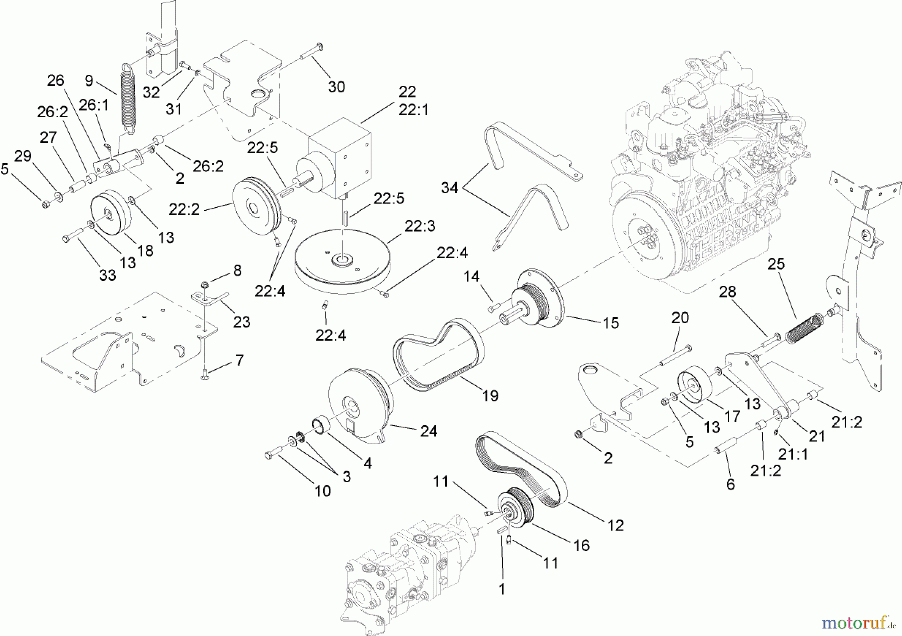  Zerto-Turn Mäher 74265TE (Z593-D) - Toro Z Master Mower, 152cm TURBO FORCE Side Discharge Deck (SN: 260000001 - 260999999) (2006) HYDRO AND GEARBOX DRIVE ASSEMBLY