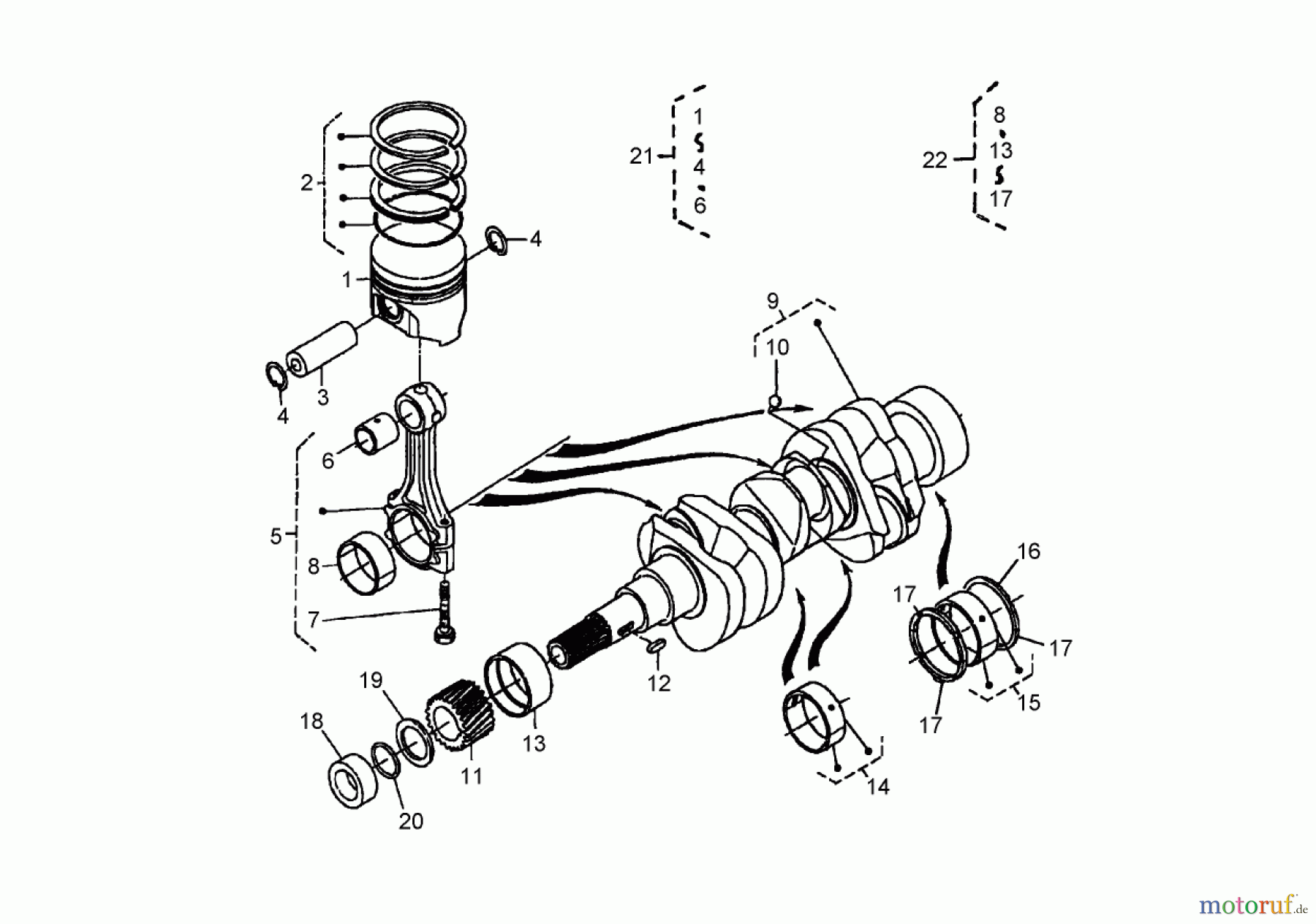  Zerto-Turn Mäher 74265TE (Z593-D) - Toro Z Master Mower, 152cm TURBO FORCE Side Discharge Deck (SN: 260000001 - 260999999) (2006) PISTON AND CRANKSHAFT ASSEMBLY