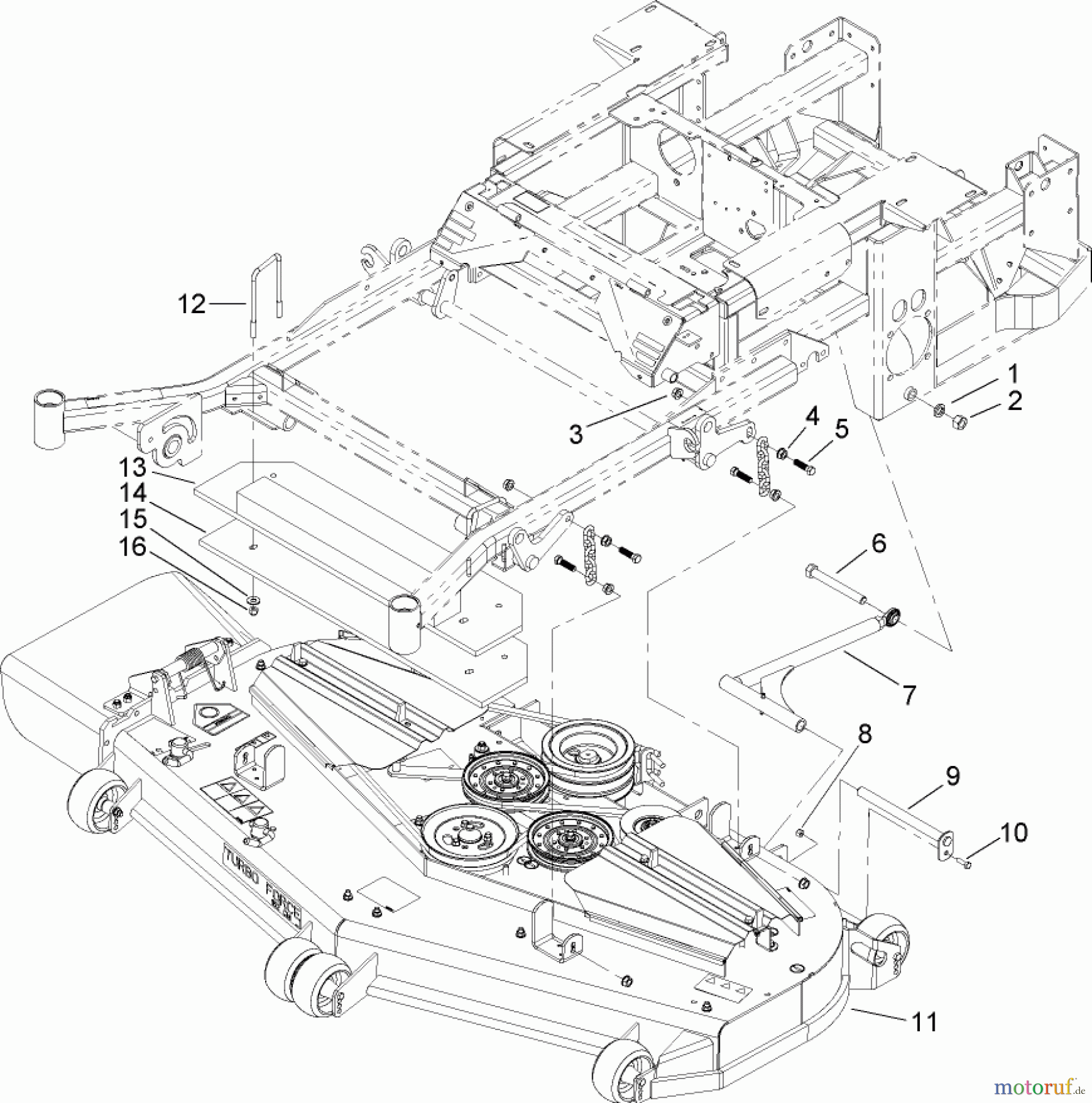  Zerto-Turn Mäher 74268TE (Z597-D) - Toro Z Master Mower, 152cm TURBO FORCE Side Discharge Deck (SN: 240000001 - 240999999) (2004) DECK CONNECTION ASSEMBLY