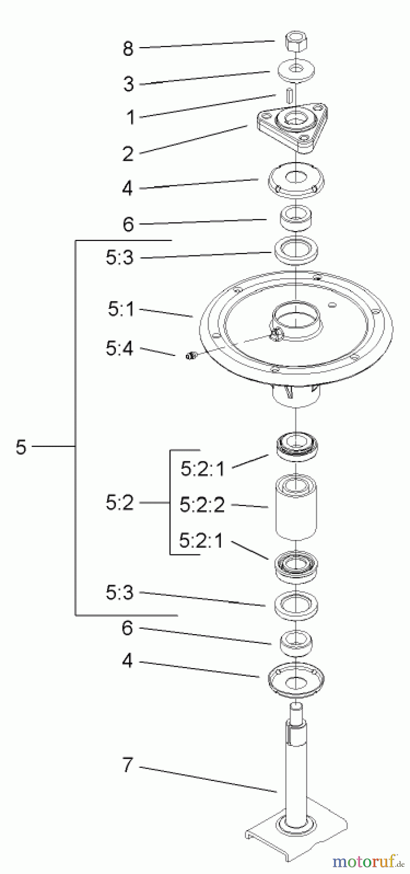  Zerto-Turn Mäher 74268TE (Z597-D) - Toro Z Master Mower, 152cm TURBO FORCE Side Discharge Deck (SN: 240000001 - 240999999) (2004) SPINDLE ASSEMBLY NO. 106-3217