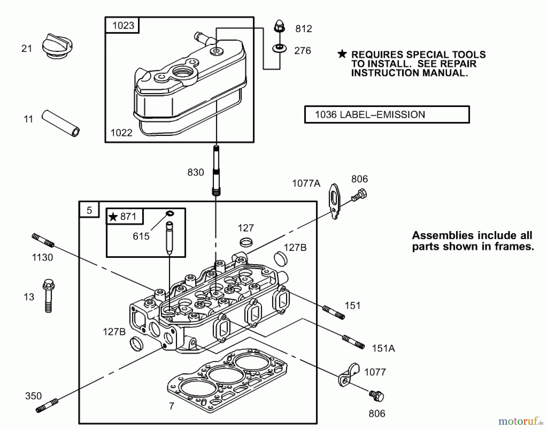  Zerto-Turn Mäher 74268TE (Z597-D) - Toro Z Master Mower, 152cm TURBO FORCE Side Discharge Deck (SN: 260000001 - 260999999) (2006) CYLINDER HEAD ASSEMBLY