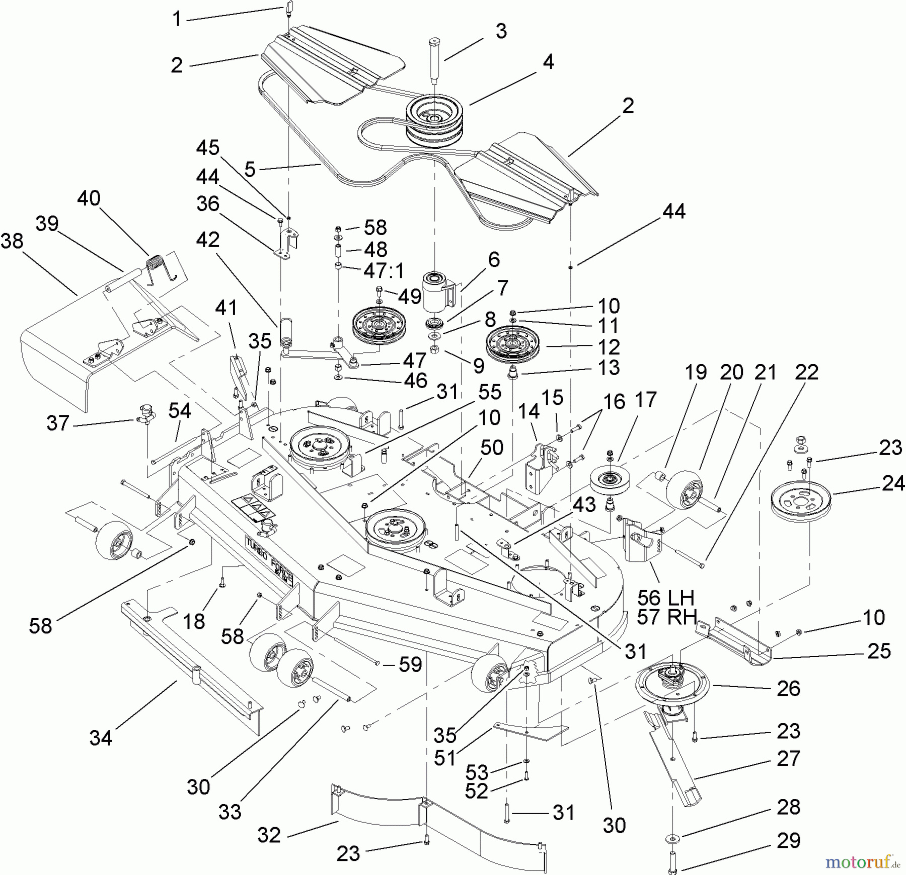  Zerto-Turn Mäher 74268TE (Z597-D) - Toro Z Master Mower, 152cm TURBO FORCE Side Discharge Deck (SN: 260000001 - 260999999) (2006) DECK ASSEMBLY