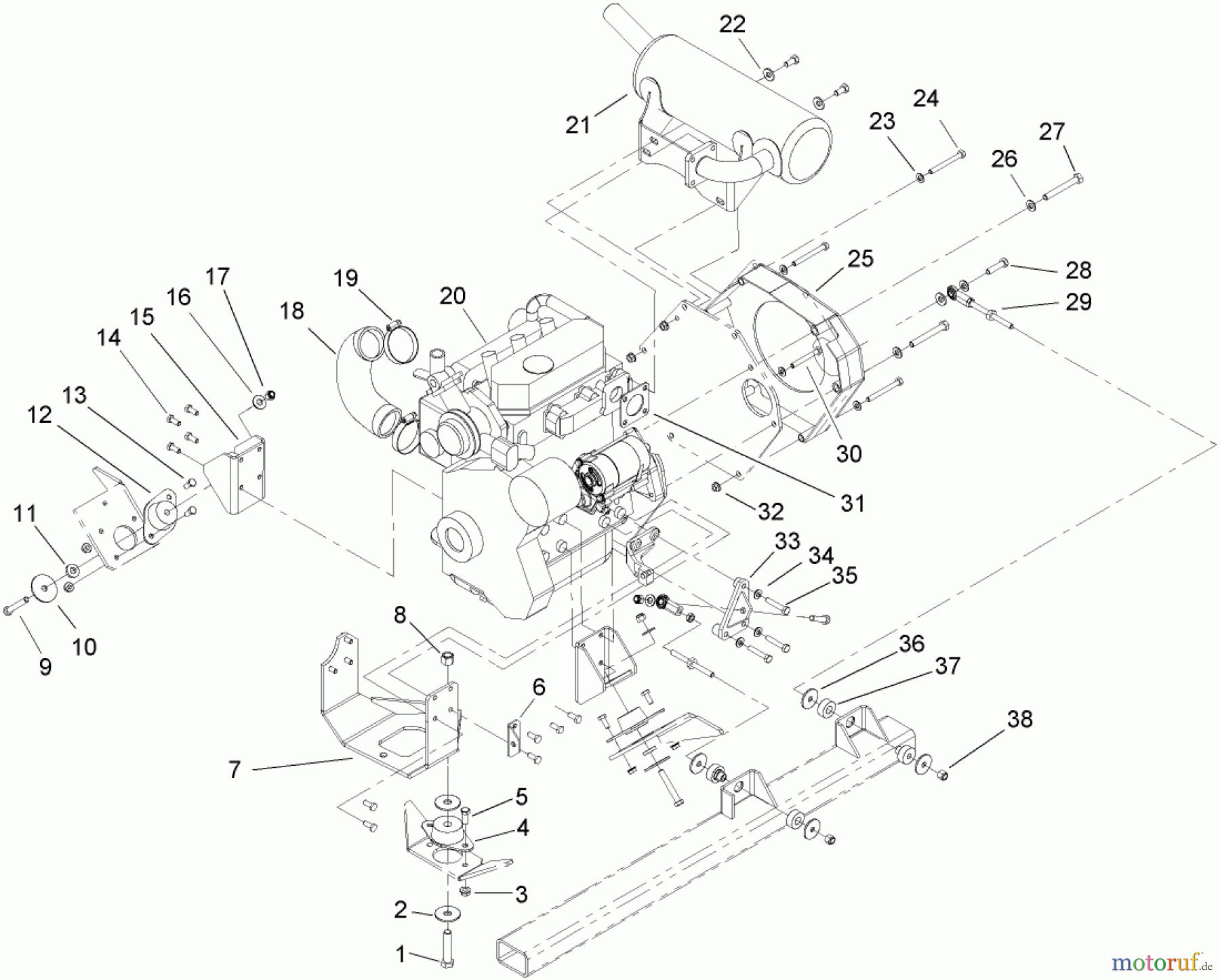  Zerto-Turn Mäher 74268TE (Z597-D) - Toro Z Master Mower, 152cm TURBO FORCE Side Discharge Deck (SN: 260000001 - 260999999) (2006) ENGINE MOUNT ASSEMBLY