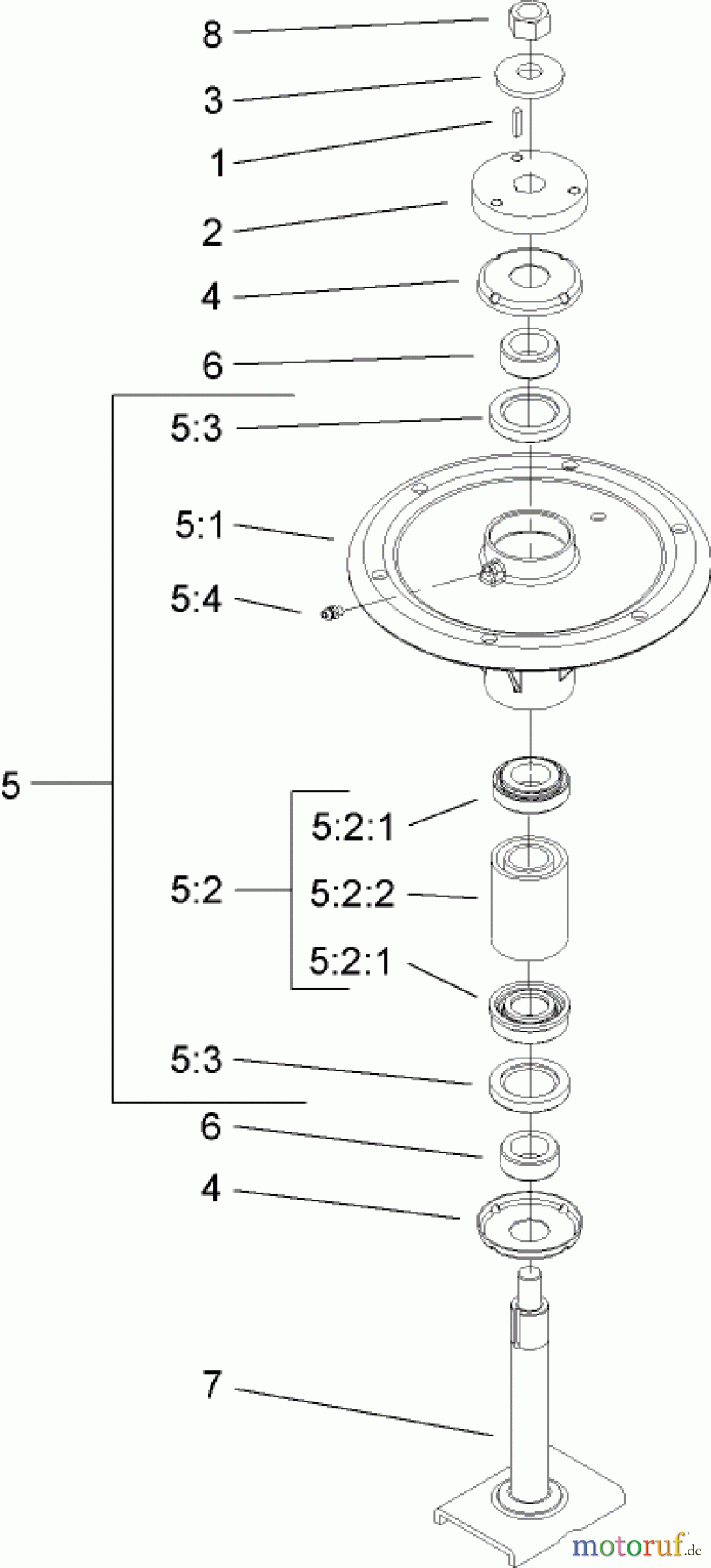  Zerto-Turn Mäher 74269TE (Z597-D) - Toro Z Master Mower, 182cm TURBO FORCE Side Discharge Deck (SN: 260000001 - 260999999) (2006) SPINDLE ASSEMBLY NO. 110-3933