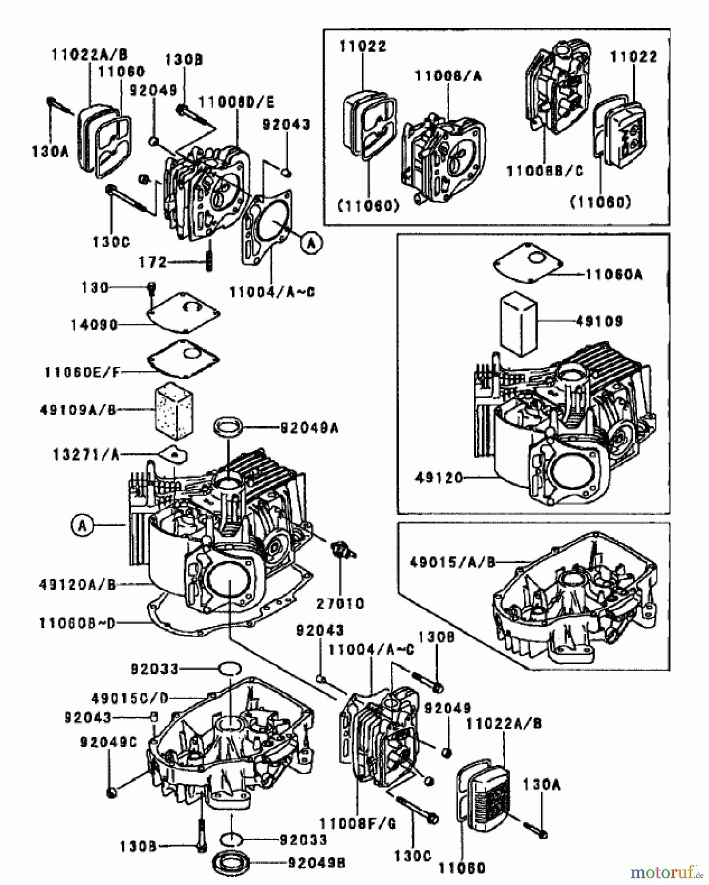  Zerto-Turn Mäher 74270 (Z147) - Toro Z Master Mower, 112cm SFS Side Discharge Deck (SN: 210000001 - 210999999) (2001) CYLINDER/CRANKCASE ASSEMBLY KAWASAKI FH500V-DS10