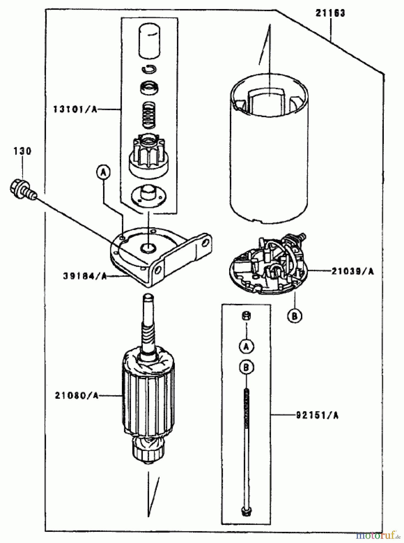  Zerto-Turn Mäher 74270 (Z147) - Toro Z Master Mower, 112cm SFS Side Discharge Deck (SN: 210000001 - 210999999) (2001) STARTER ASSEMBLY KAWASAKI FH500V-DS10