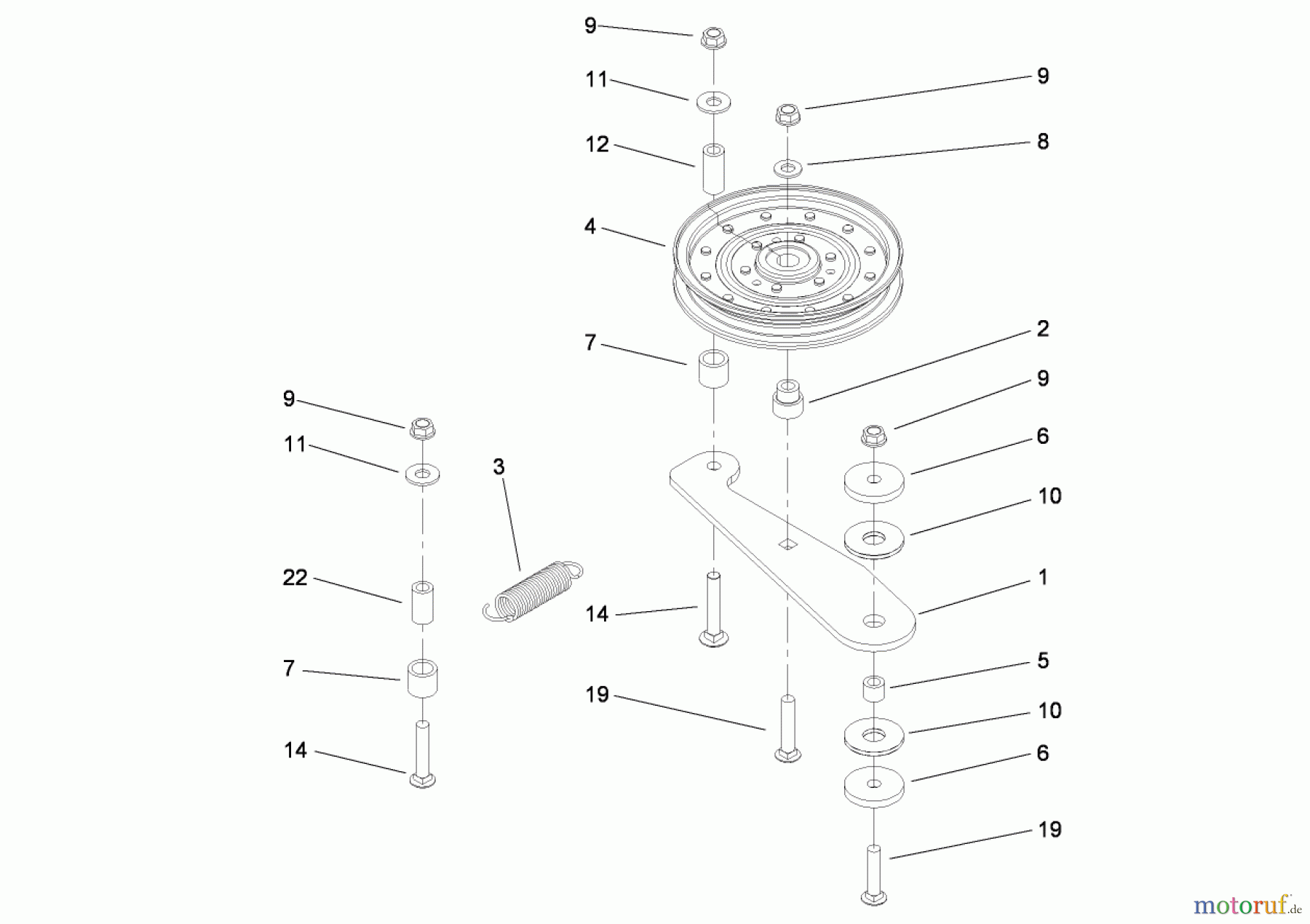  Zerto-Turn Mäher 74279TE (Z580-D) - Toro Z Master Mower, 52 Rear Discharge Deck (SN: 280000001 - 280999999) (2008) SPRING IDLER ASSEMBLY NO. 114-1812